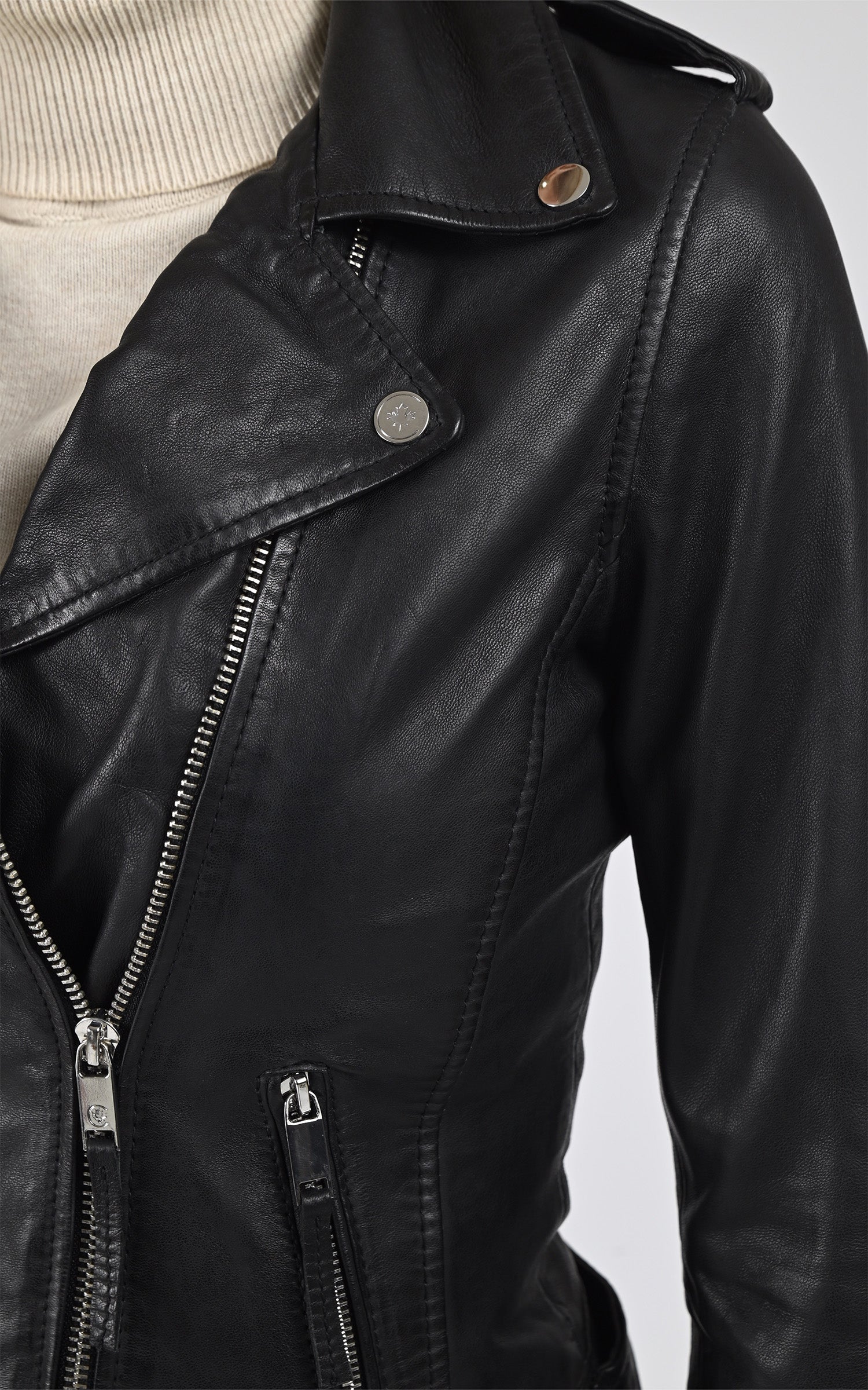 Blouson perfecto Mélanie cuir noir 5