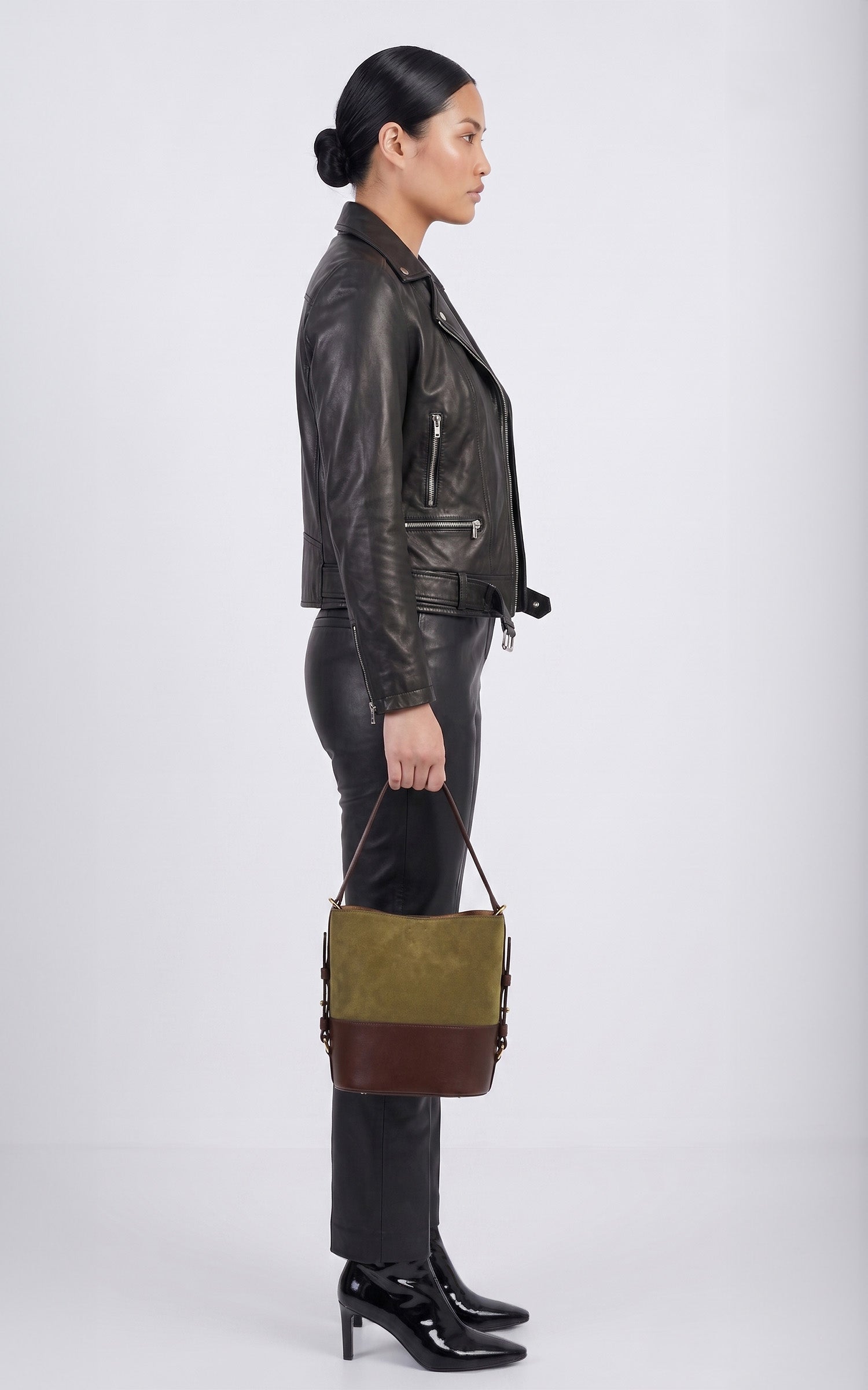 Black Sana curve leather Perfecto jacket