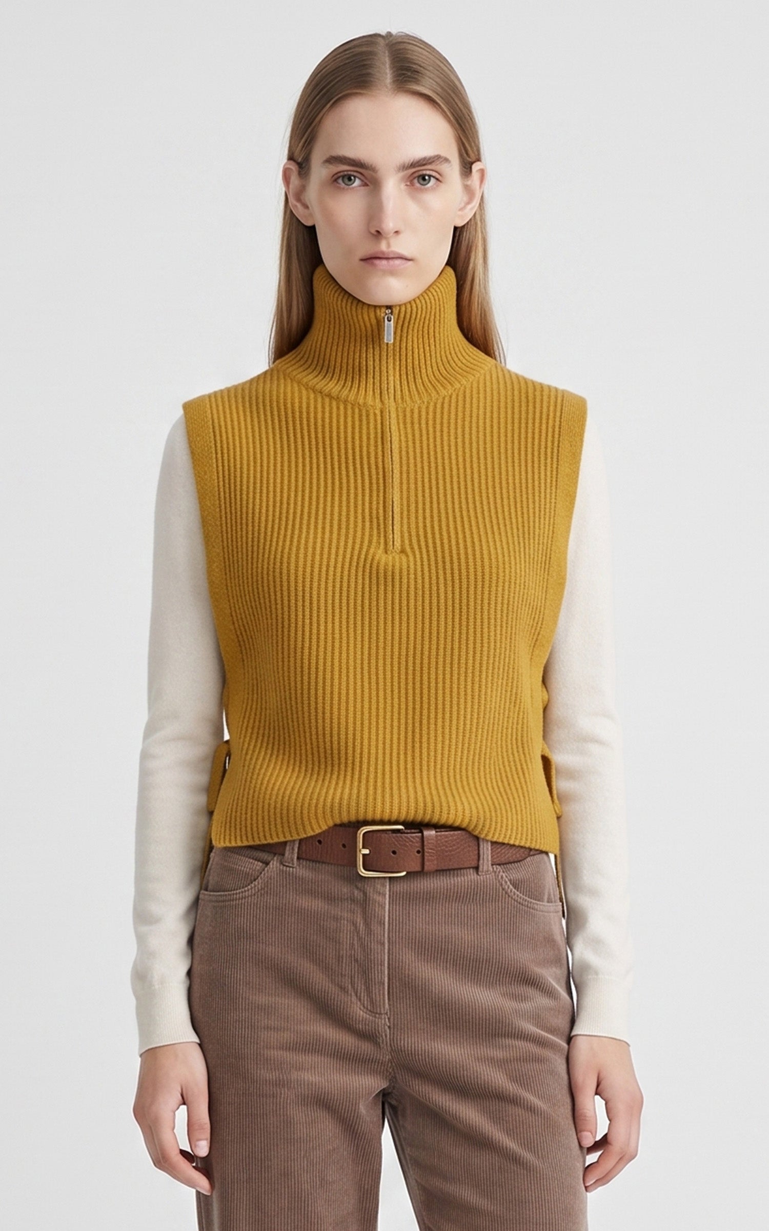 Pull tour de cou laine Mimosa jaune foncé