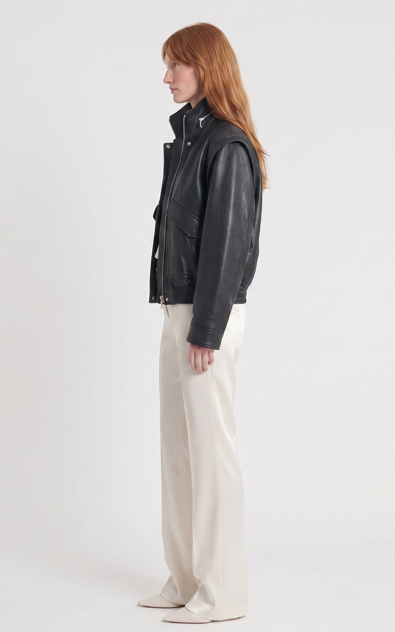 Blouson cuir oversize Flow noir