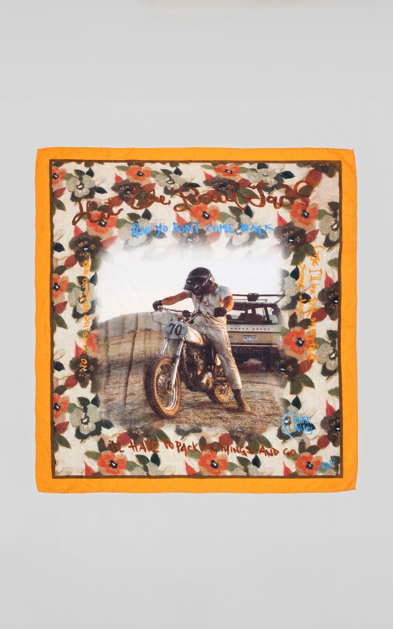 Écharpe imprimé en soie Lucky jaune