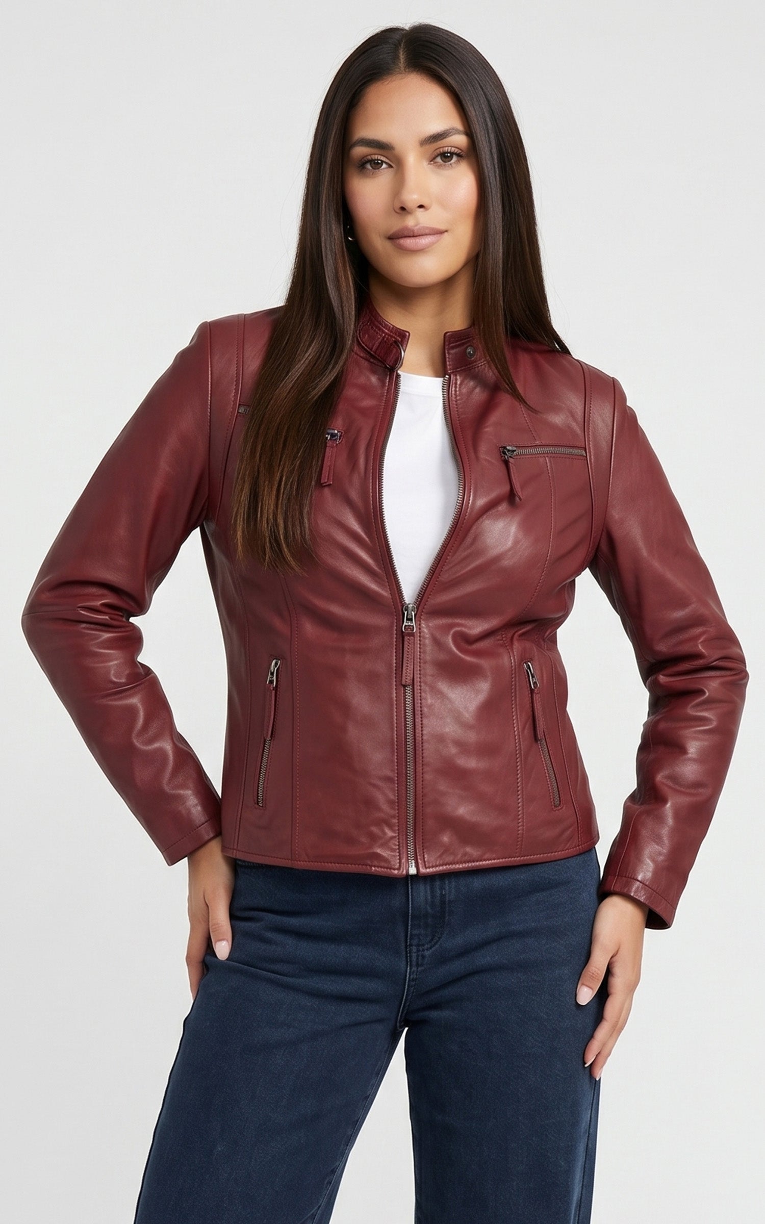 Comfortable red leather jacket