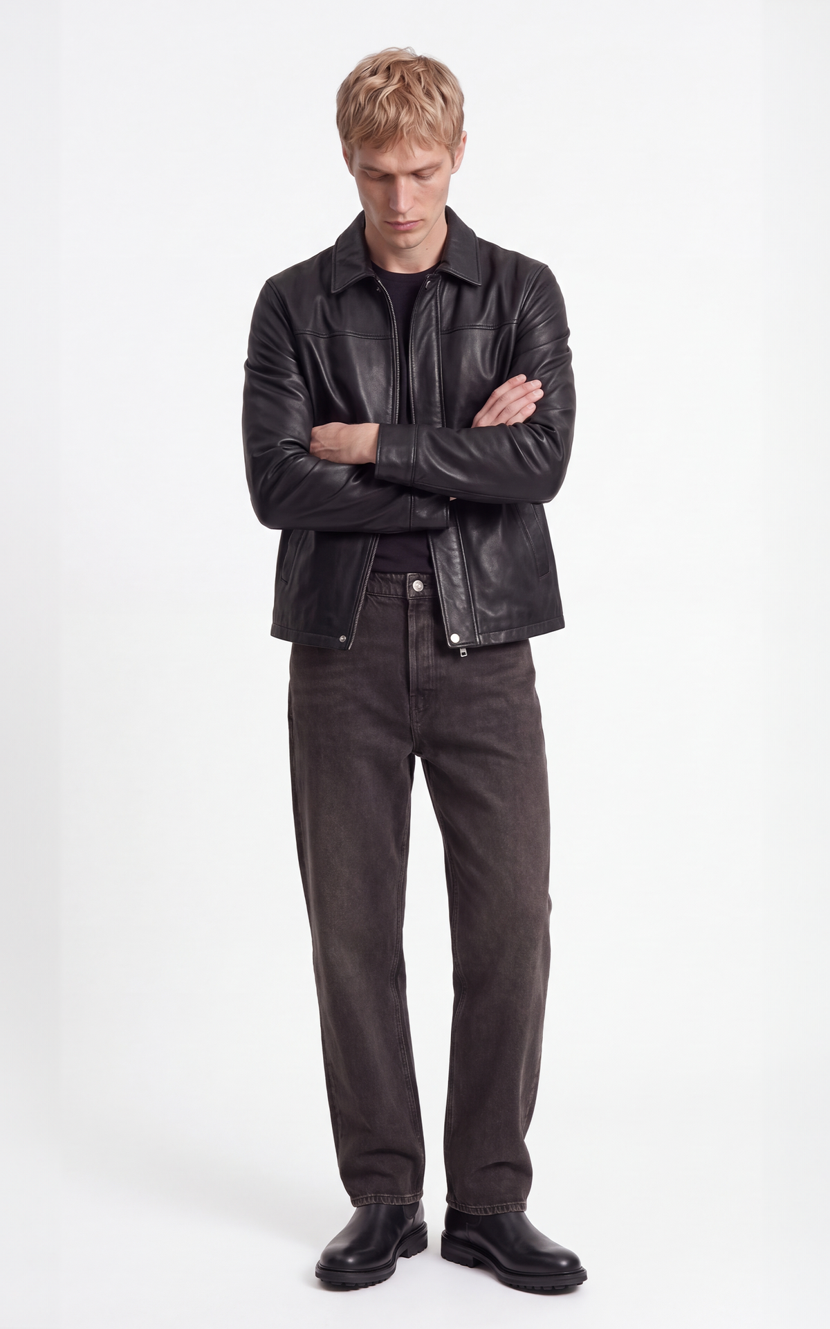 Blouson cuir LC952 noir