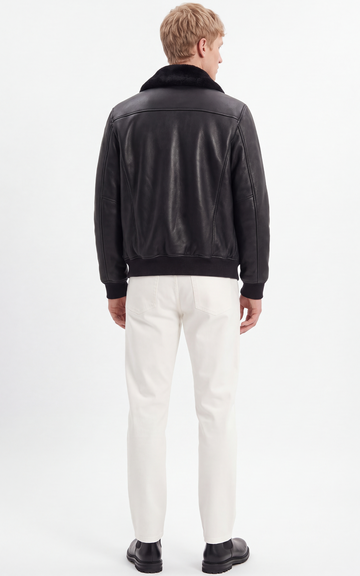 Blouson pilote cuir vachette LCAVIATION24 noir
