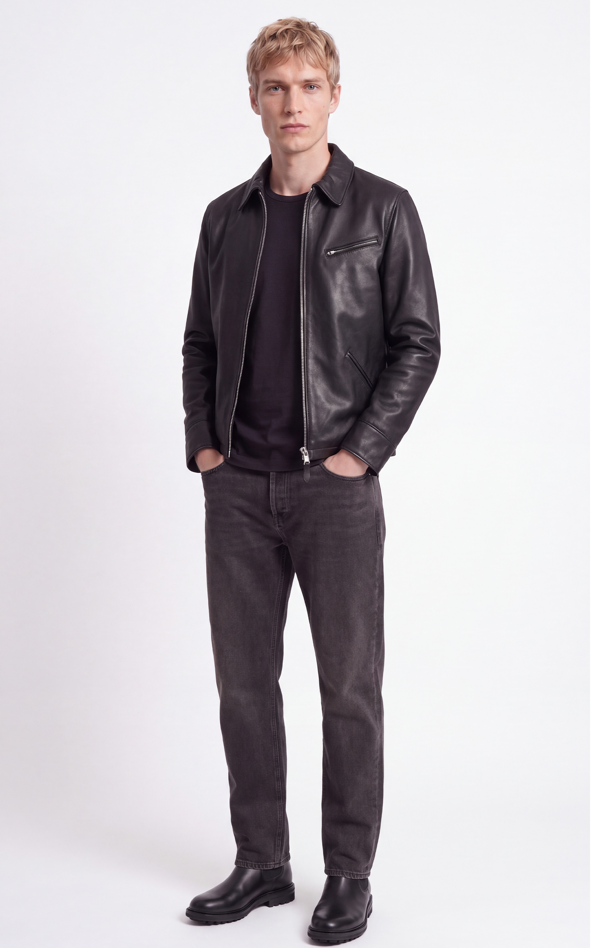 Blouson cuir LC952 noir
