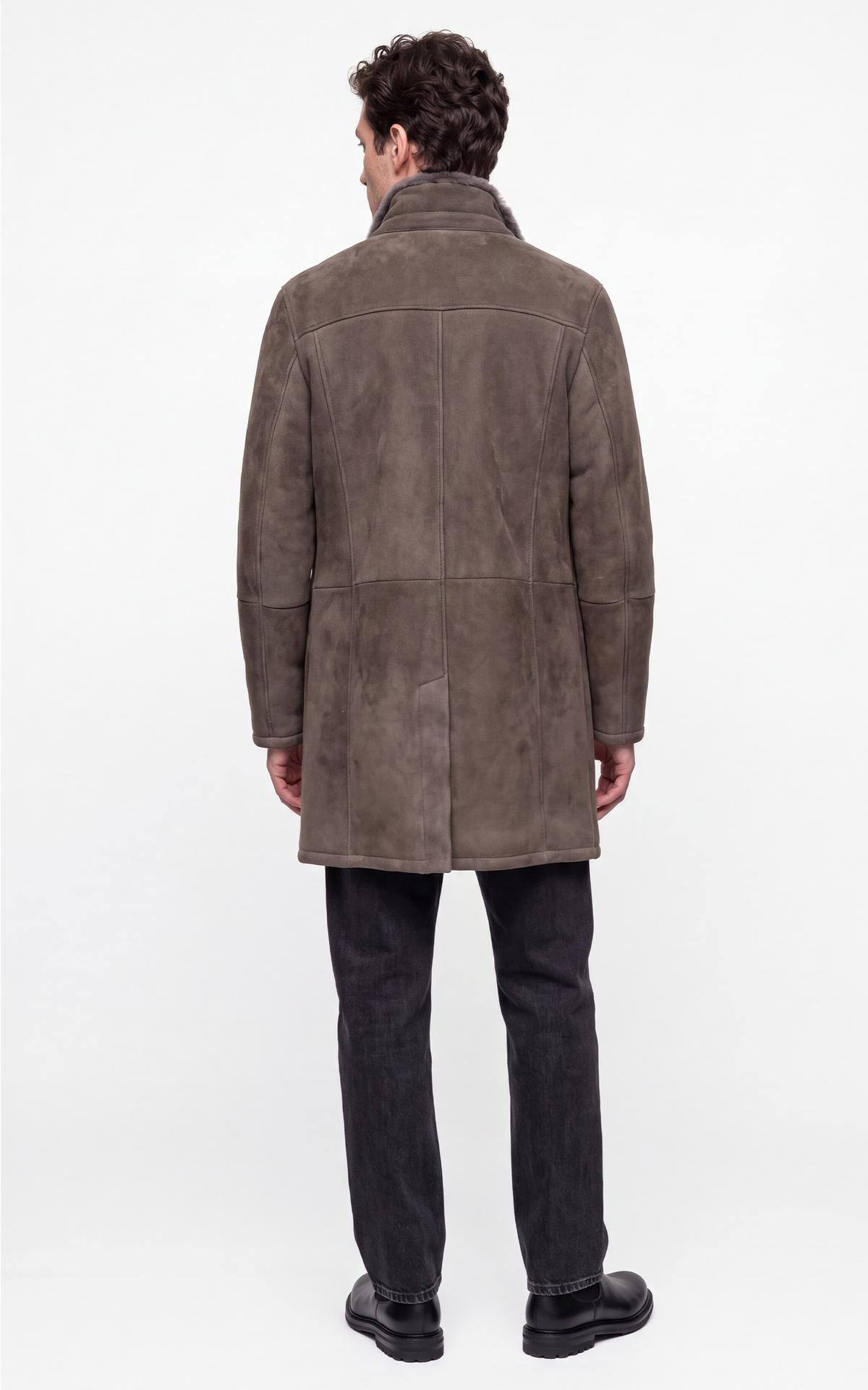 Manteau long peau lainée Carlo gris