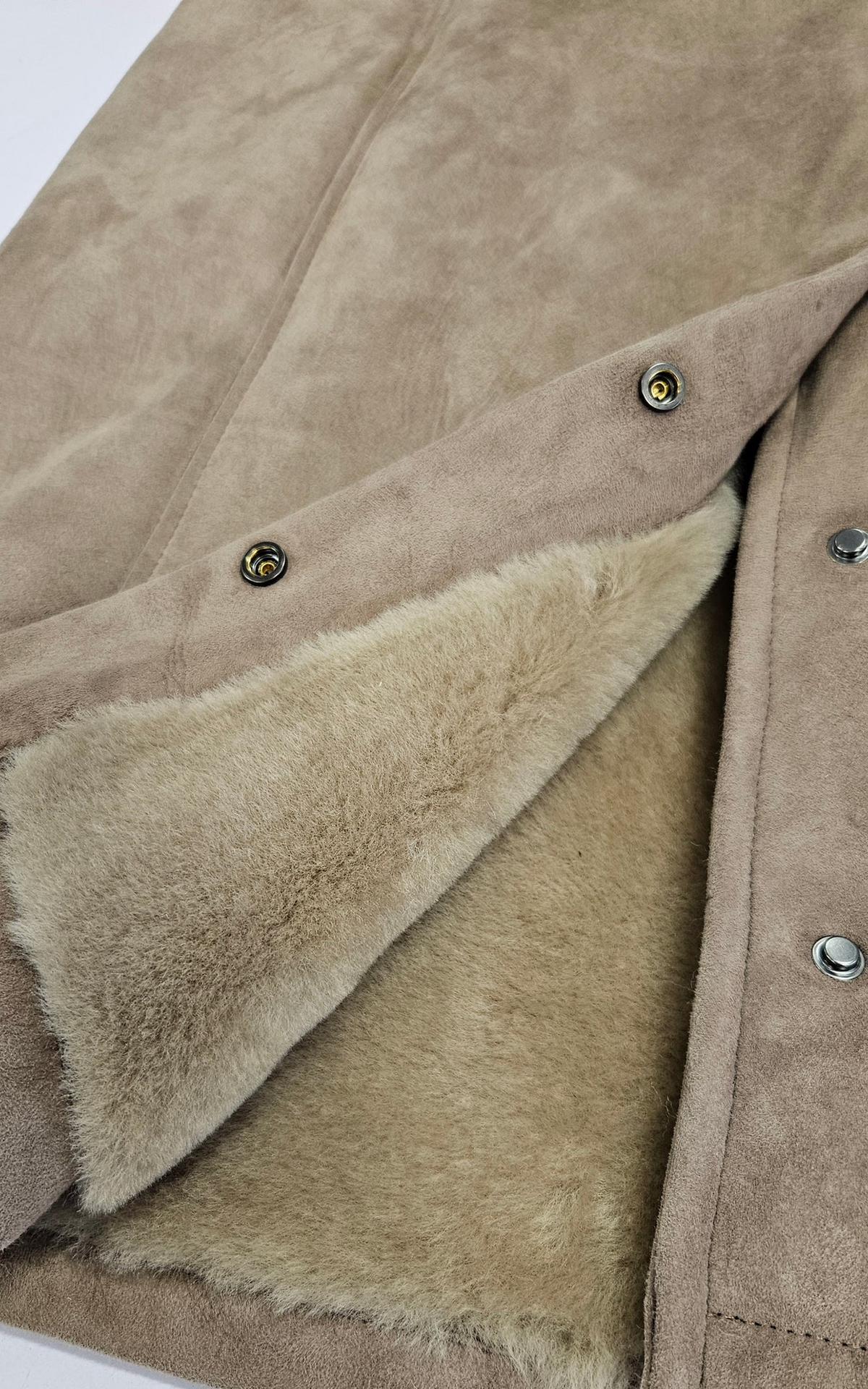 Manteau long peau lainée Carlo beige foncé