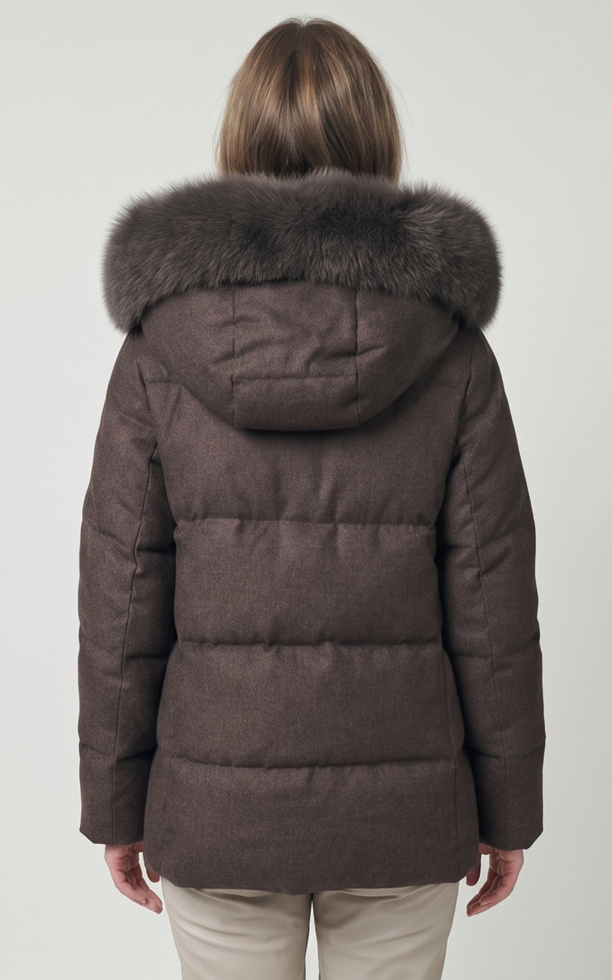 Doudoune à capuche avec fourrure Jadaba marron
