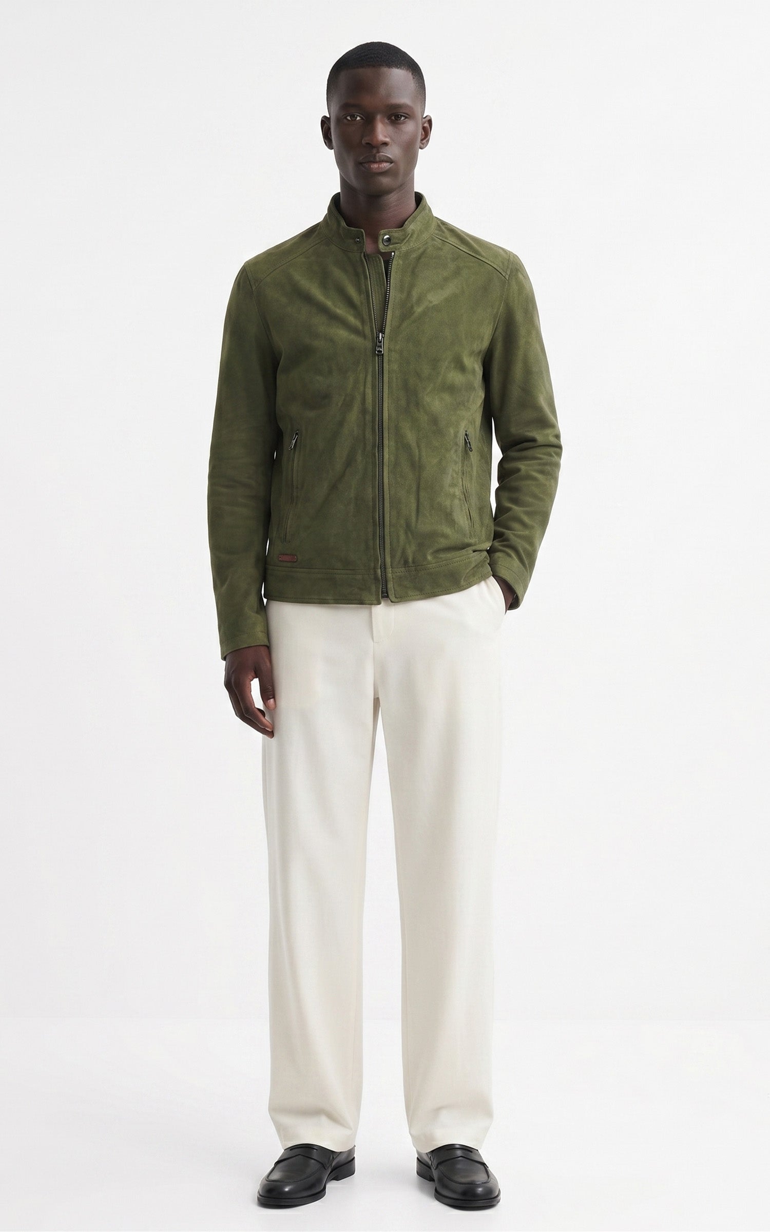 Blouson daim Delf kaki