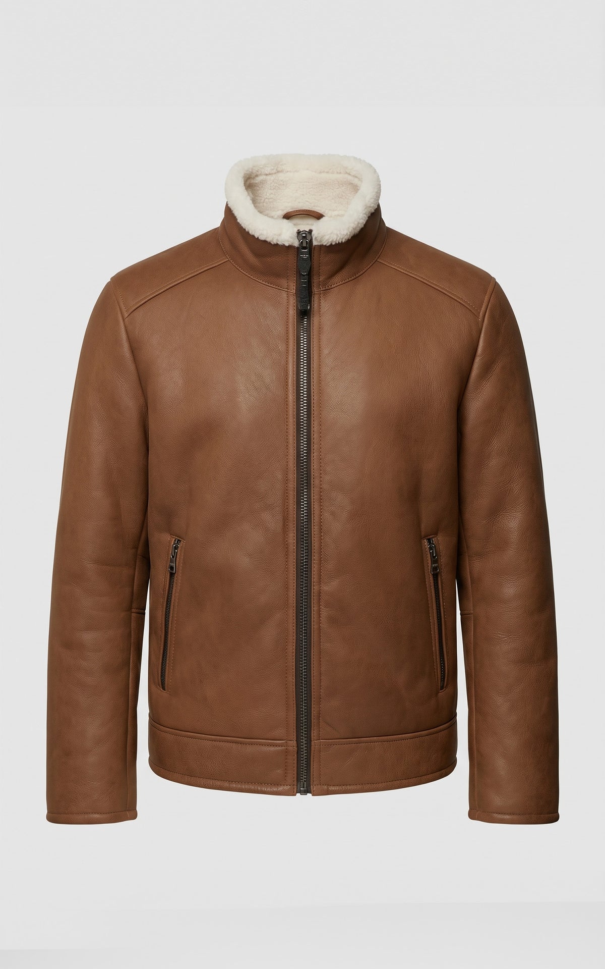 Veste peau lainée Hank cognac
