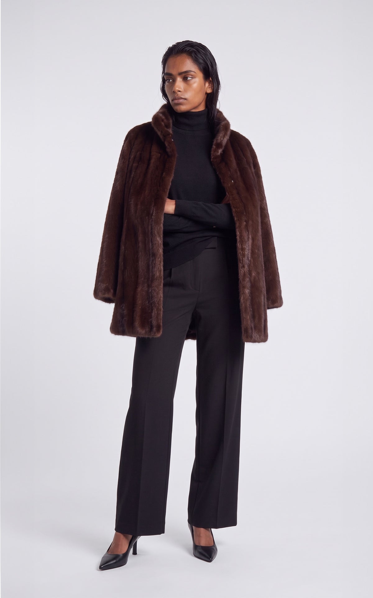 Manteau trapèze vison Sheila marron