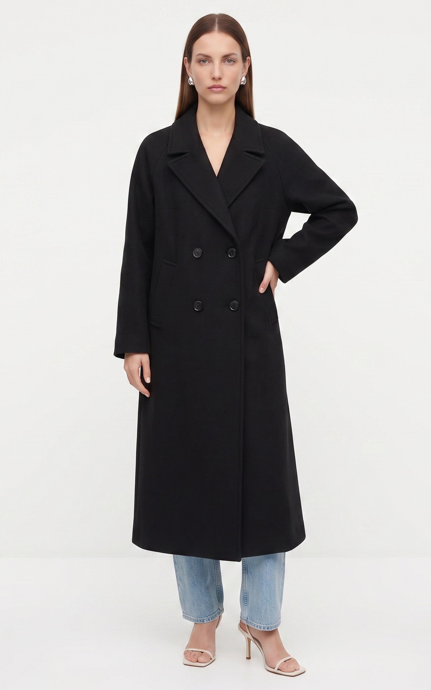 Manteau long laine Grace noir