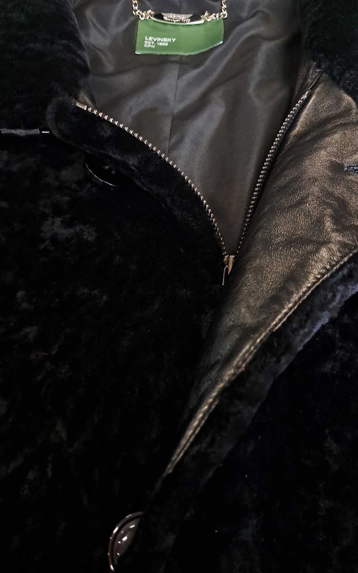 Manteau peau lainée ondulée Jallel noir
