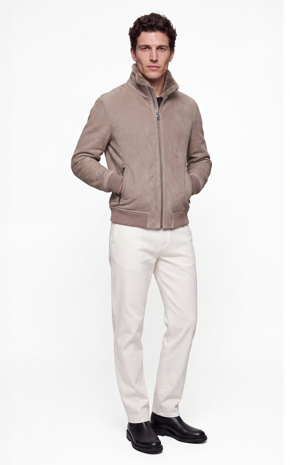 Blouson peau lainée mouton Iker gris