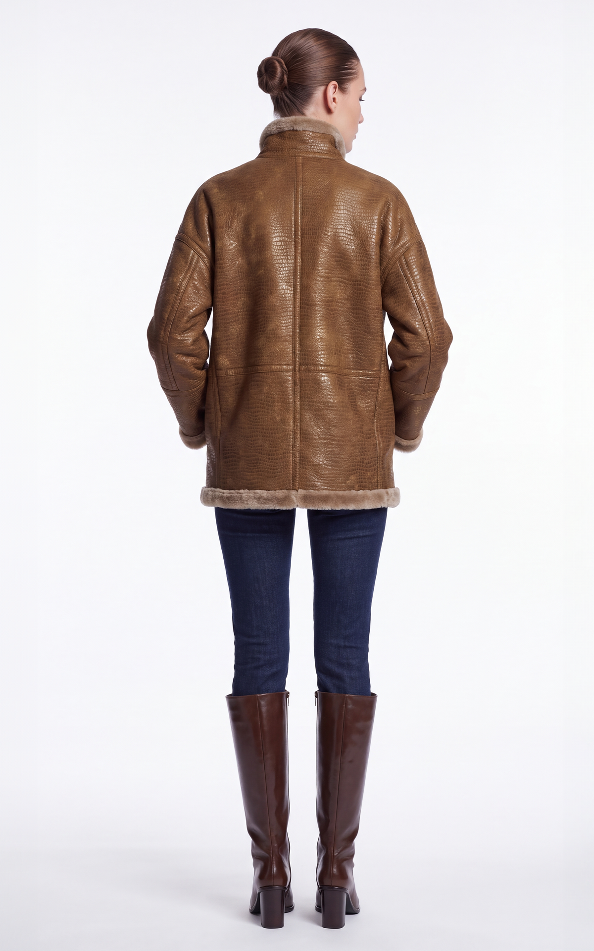 Veste peau lainée réversible Jude camel