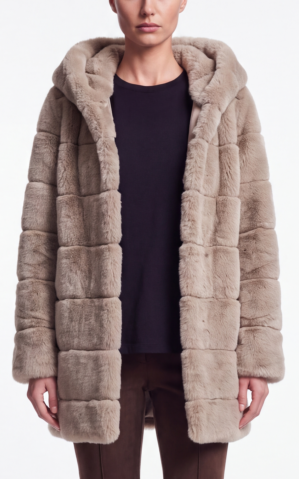 Manteau en fourrure rex Imelda beige