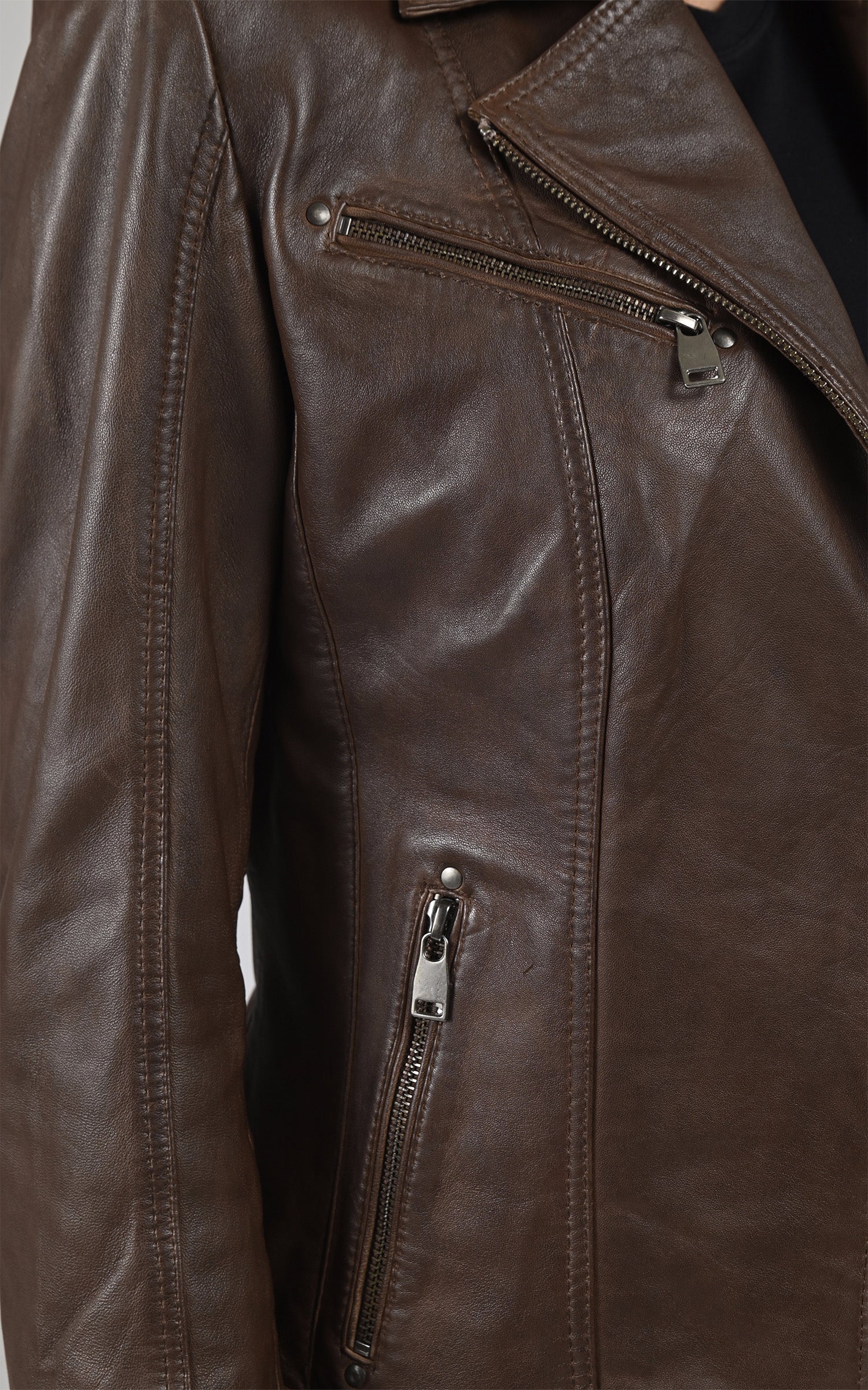 Blouson perfecto Janni cuir marron