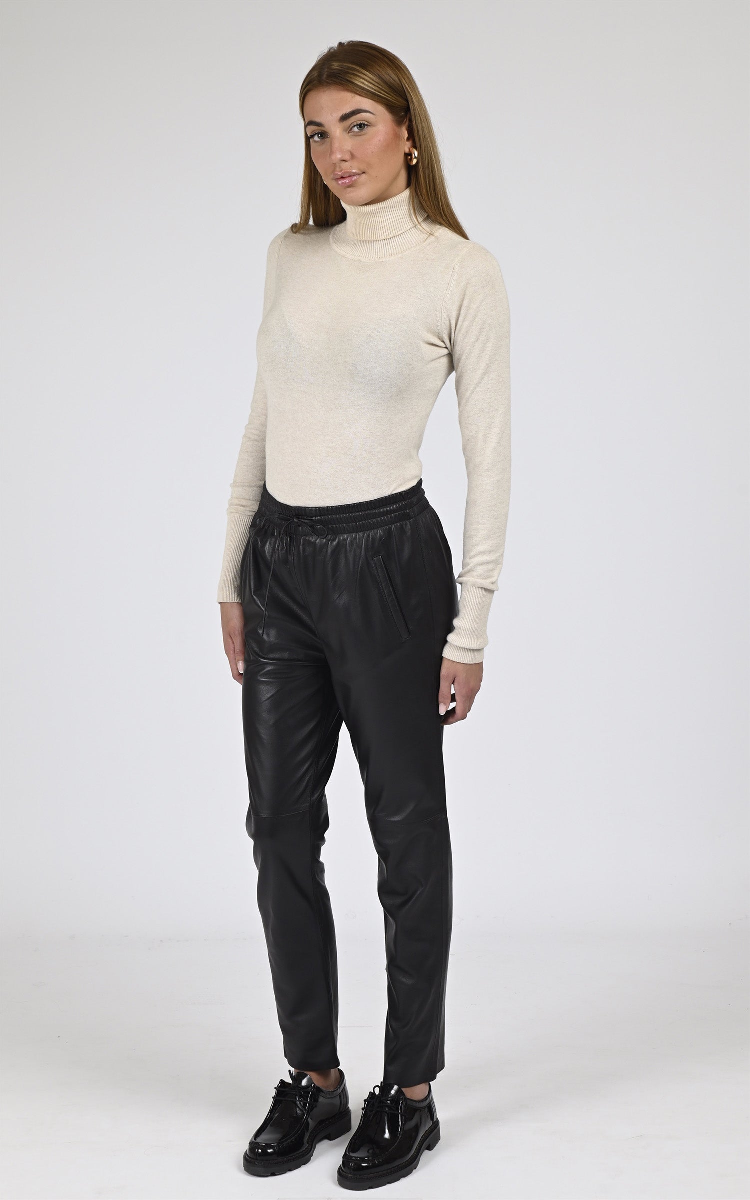 Pantalon jogpant Gift cuir noir