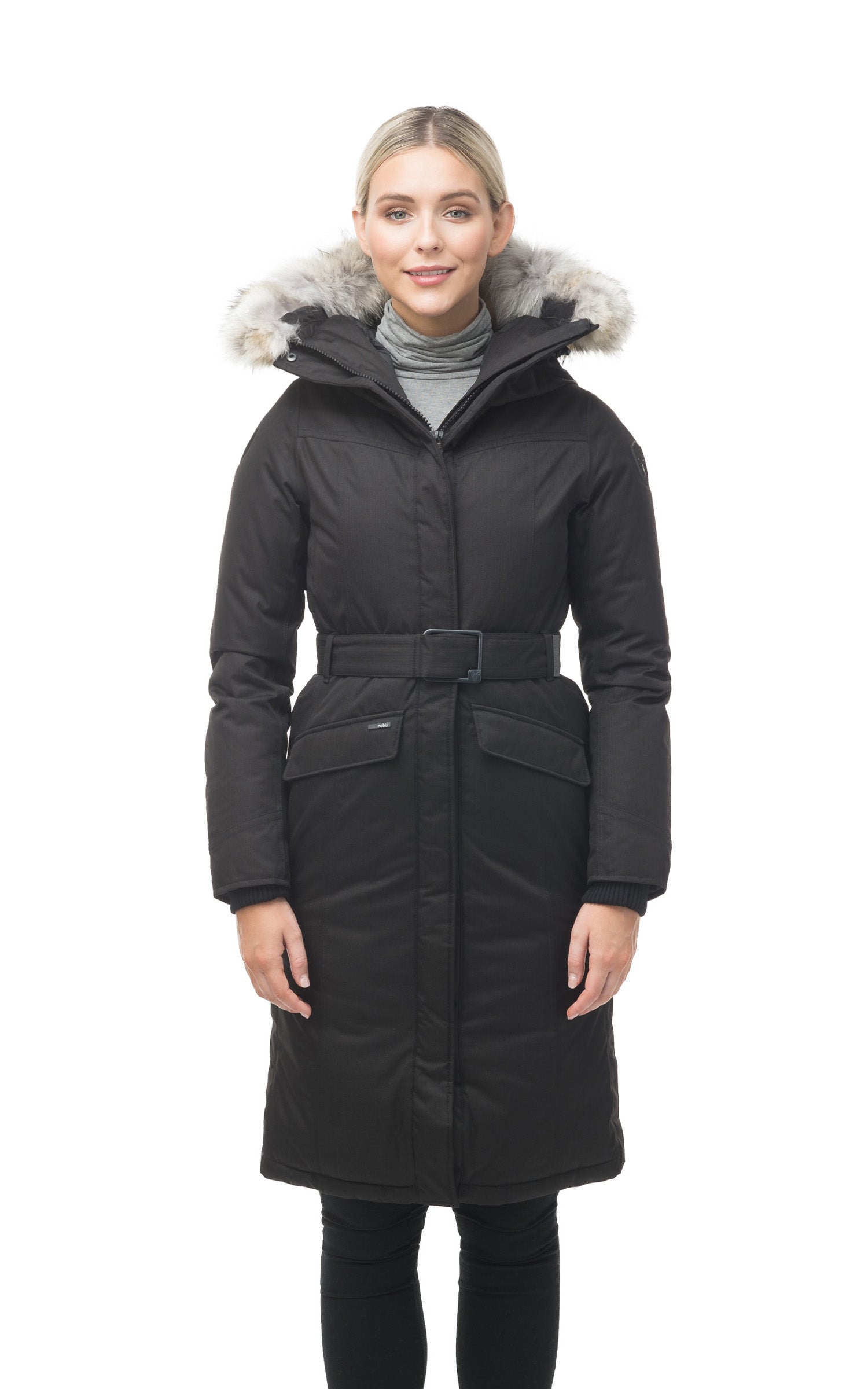 Doudoune longue avec fourrure Morgan noir
