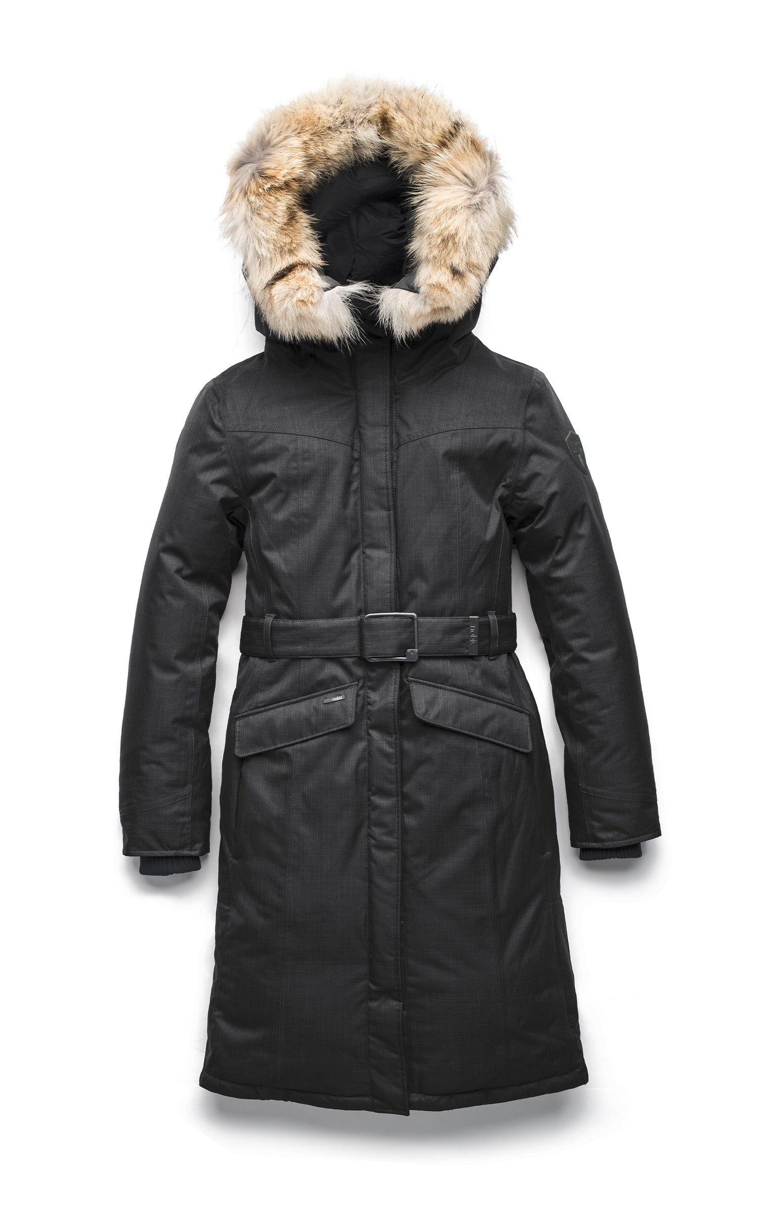 Doudoune longue avec fourrure Morgan noir