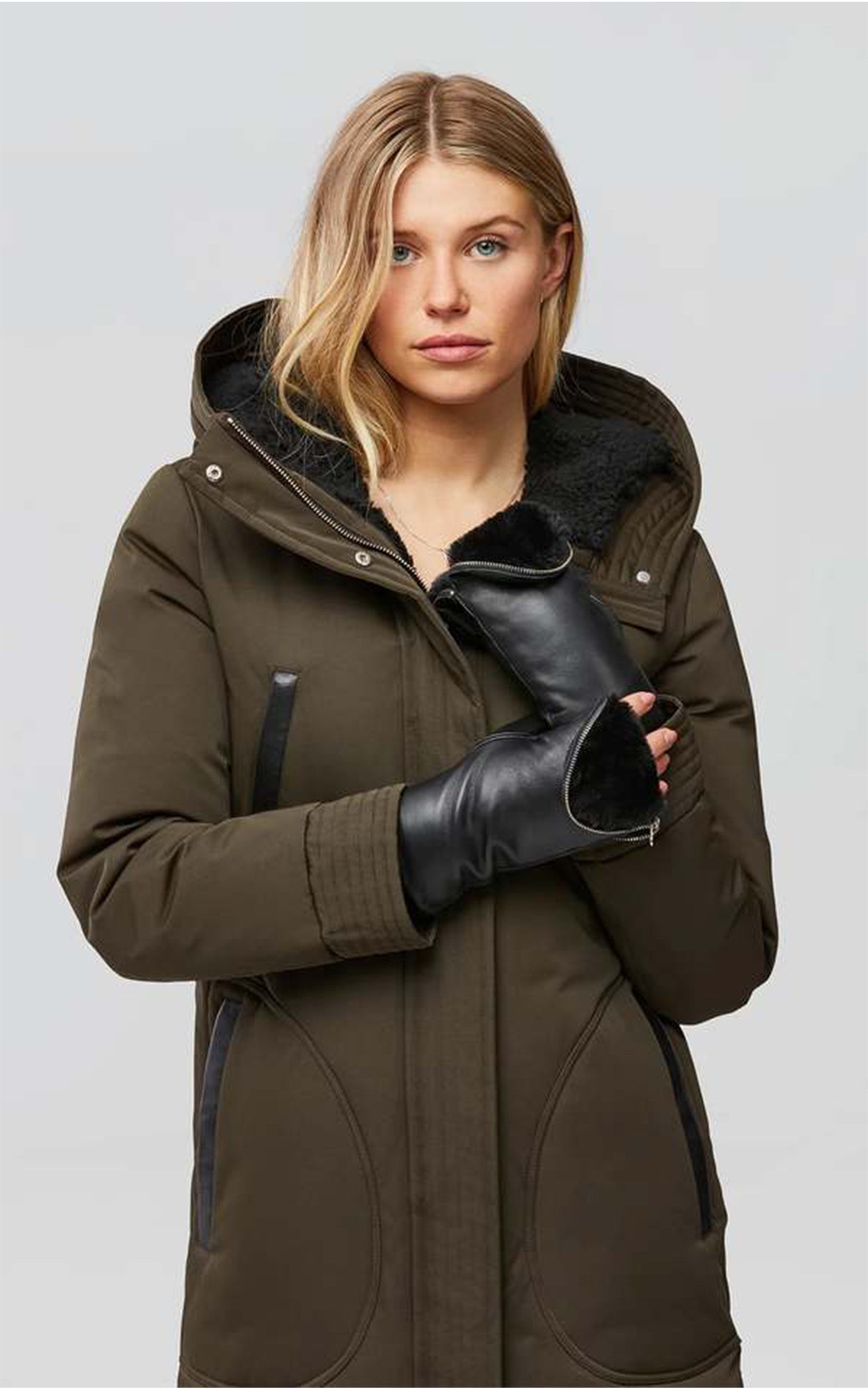 Moufles Betrice-N cuir noir