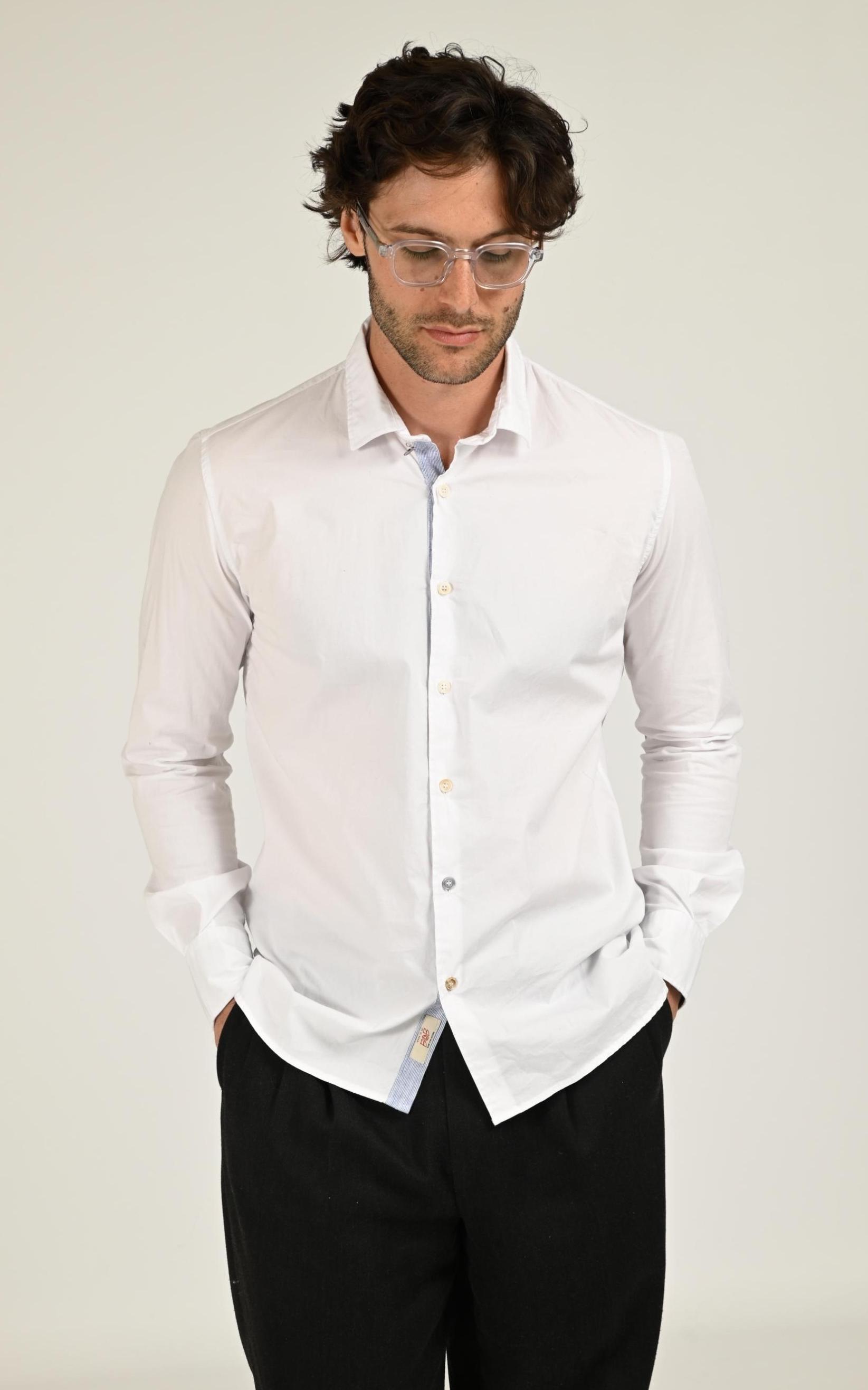 Chemise Textile Homme Bob, modèle Rabby 517 de couleur bianco