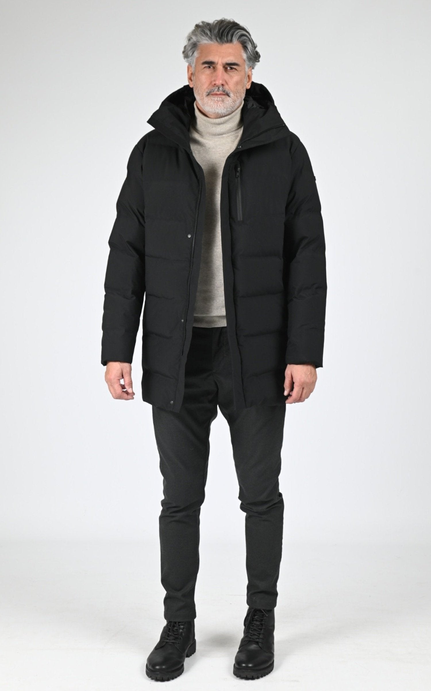 3/4 doudoune Textile Homme Scandinavian Edition, modèle Radian ii de couleur onyx