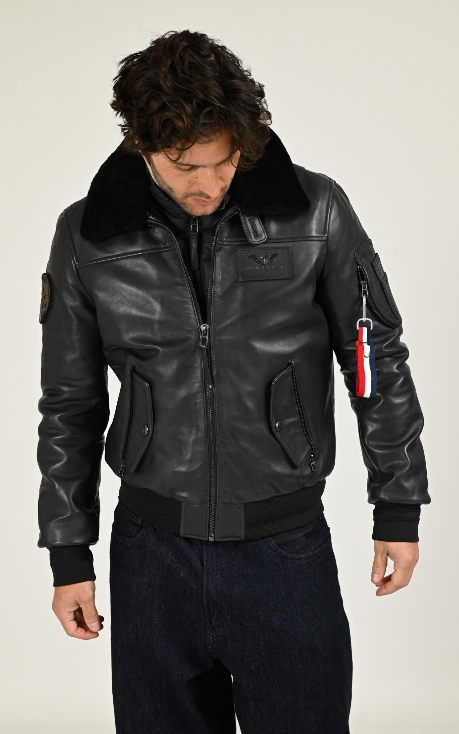 Pilote Cuir Homme Patrouille De France, modèle Rafal de couleur bleu