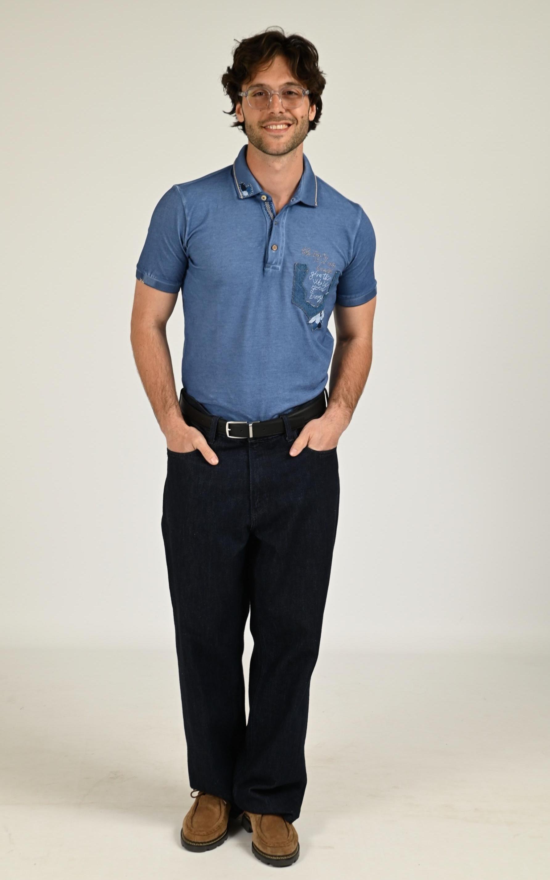 Polo Textile Homme Bob, modèle Ricky 579 de couleur inchiostro