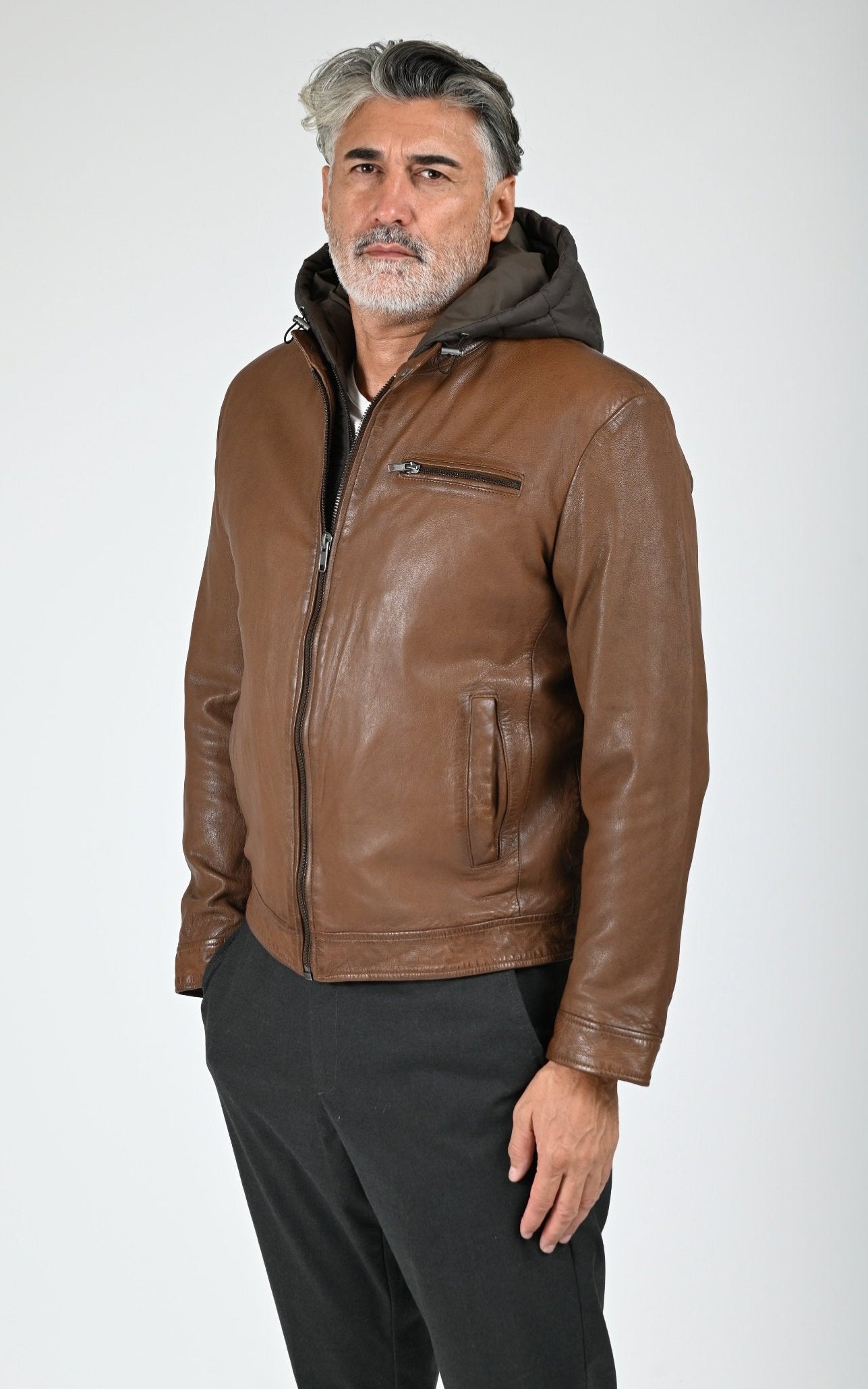 Blouson capuche Retro Hood cognac