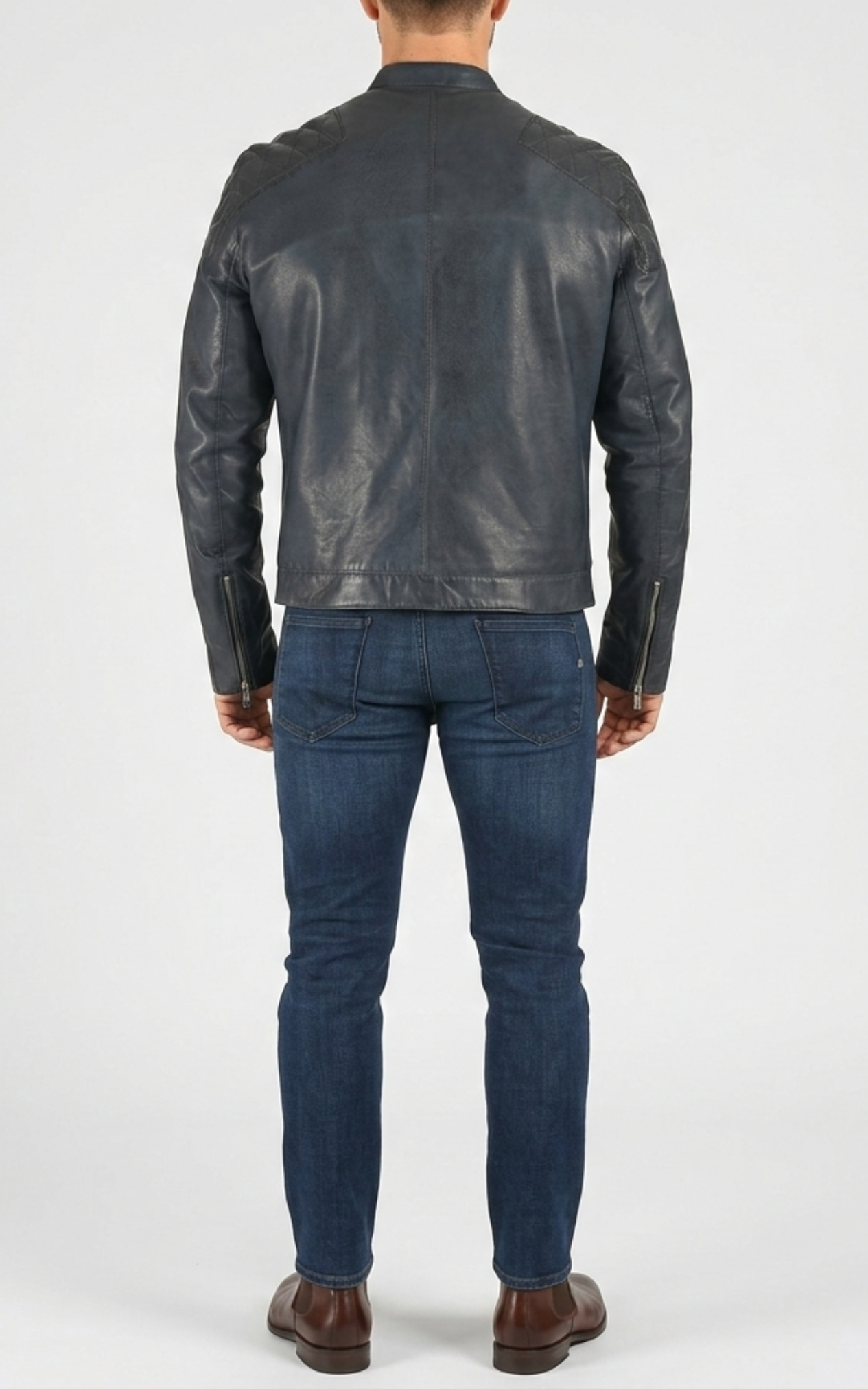 Blouson motard cuir d&