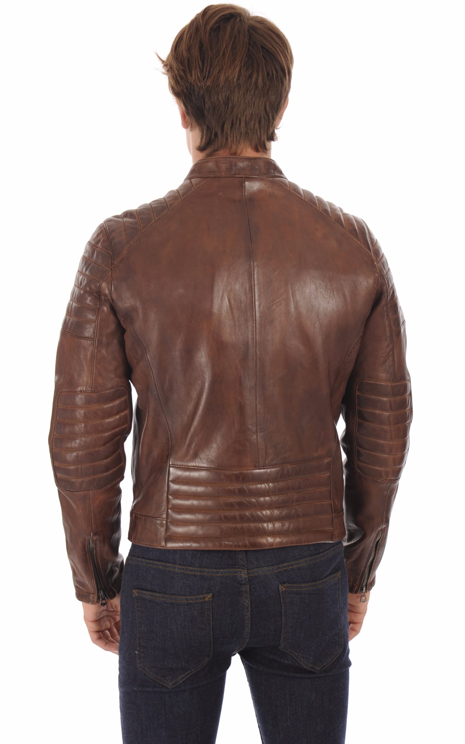 Blouson Cuir Homme Daytona 73, modèle Starget 101036 de couleur marron