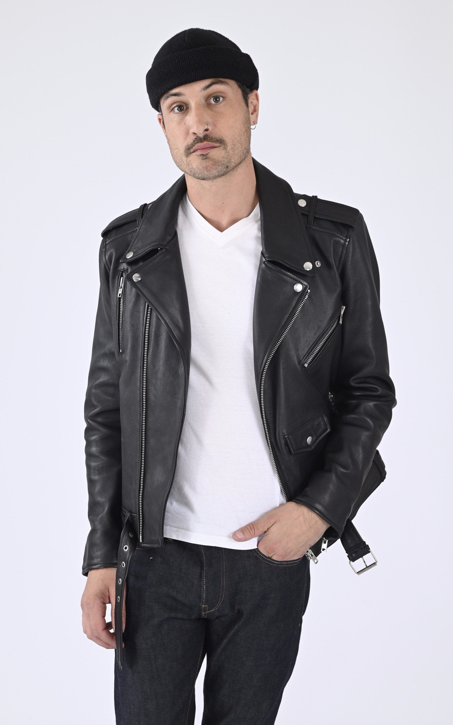 Perfecto Cuir Homme Serge pariente, modèle Style 17 de couleur noir 2
