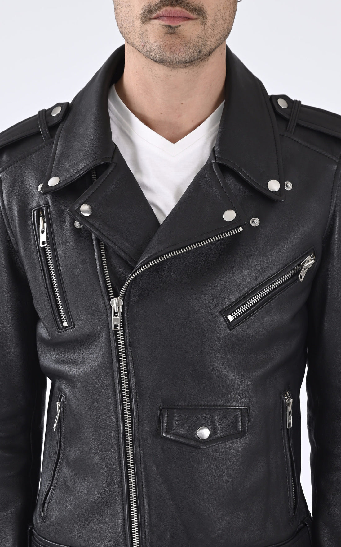 Perfecto Cuir Homme Serge pariente, modèle Style 17 de couleur noir
