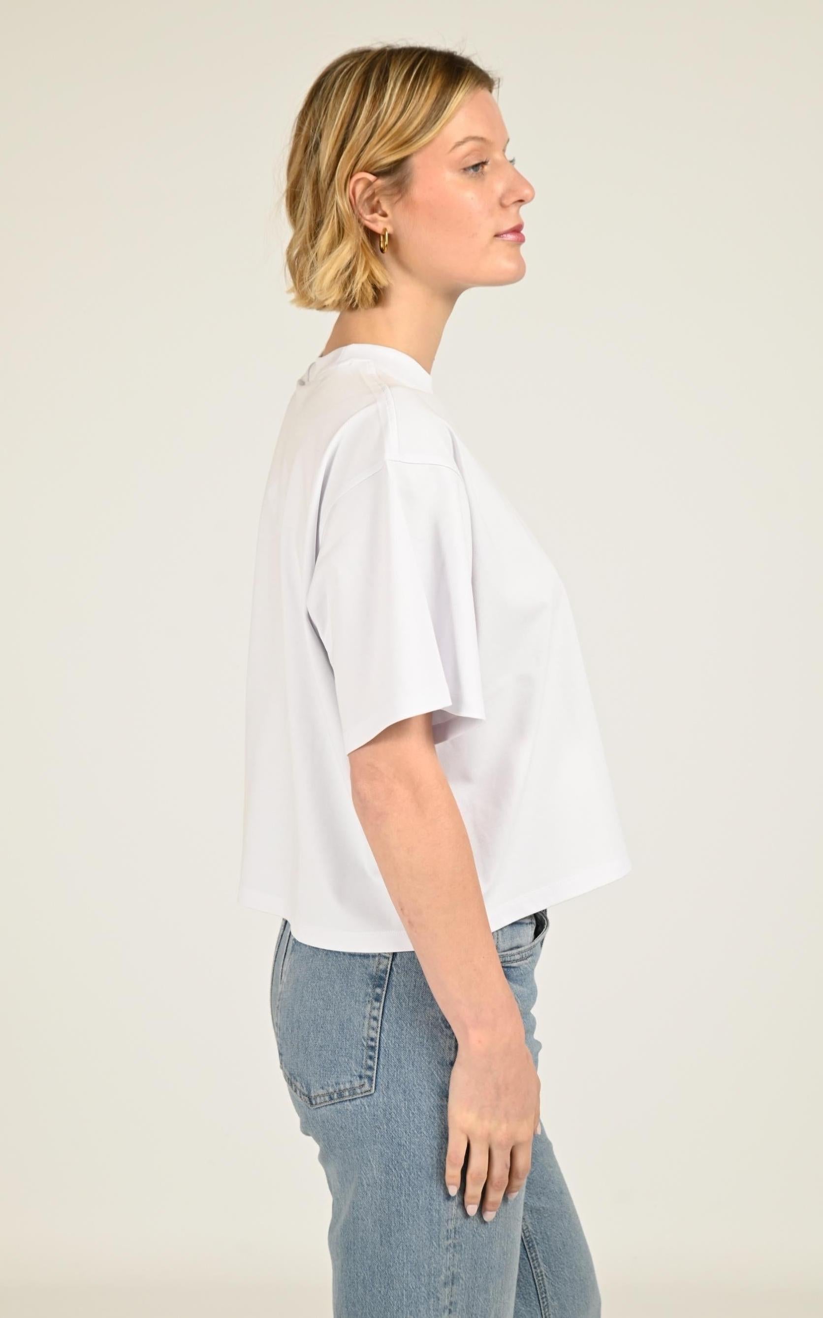 T-shirt Textile Femme Gertrude Et Gaston, modèle Suzy de couleur blanc
