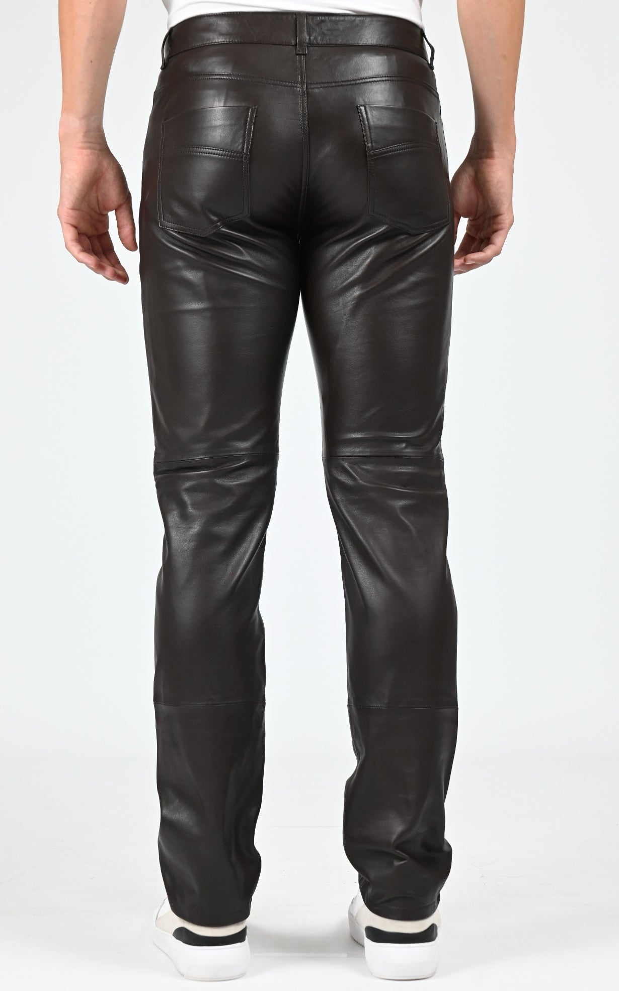 Pantalon ajusté cuir sexy man marron