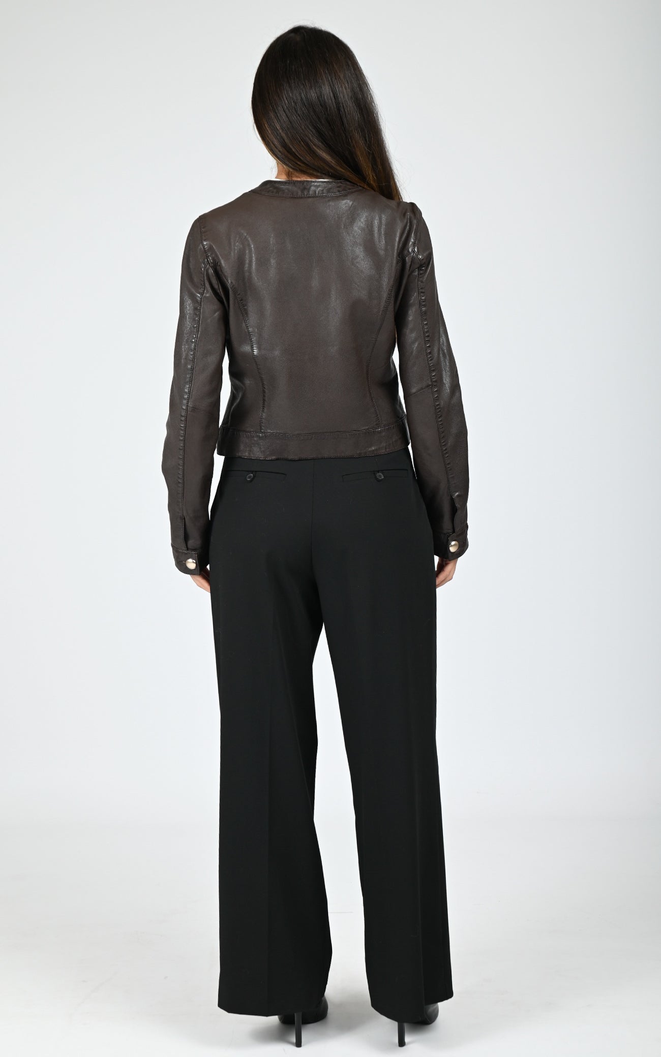 Veste courte cuir Susan marron