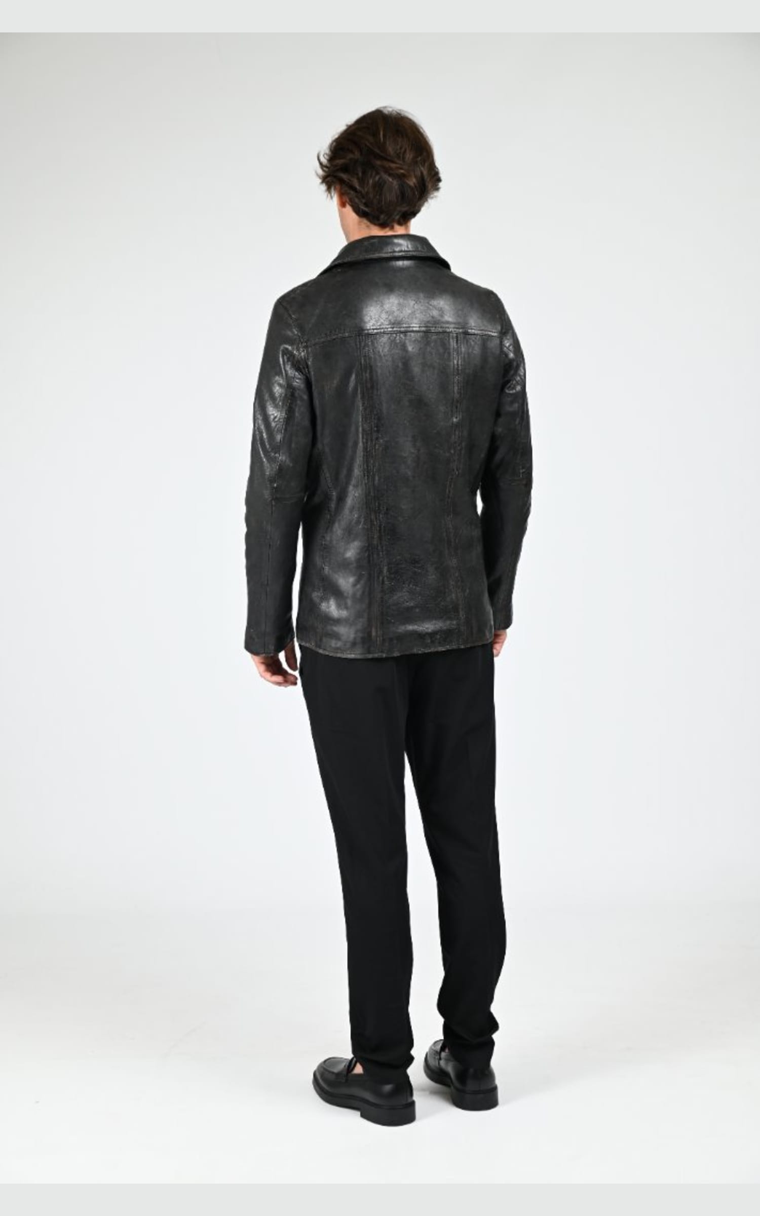 Veste Cuir Homme Serge Pariente, modèle Taggart vintage de couleur noir