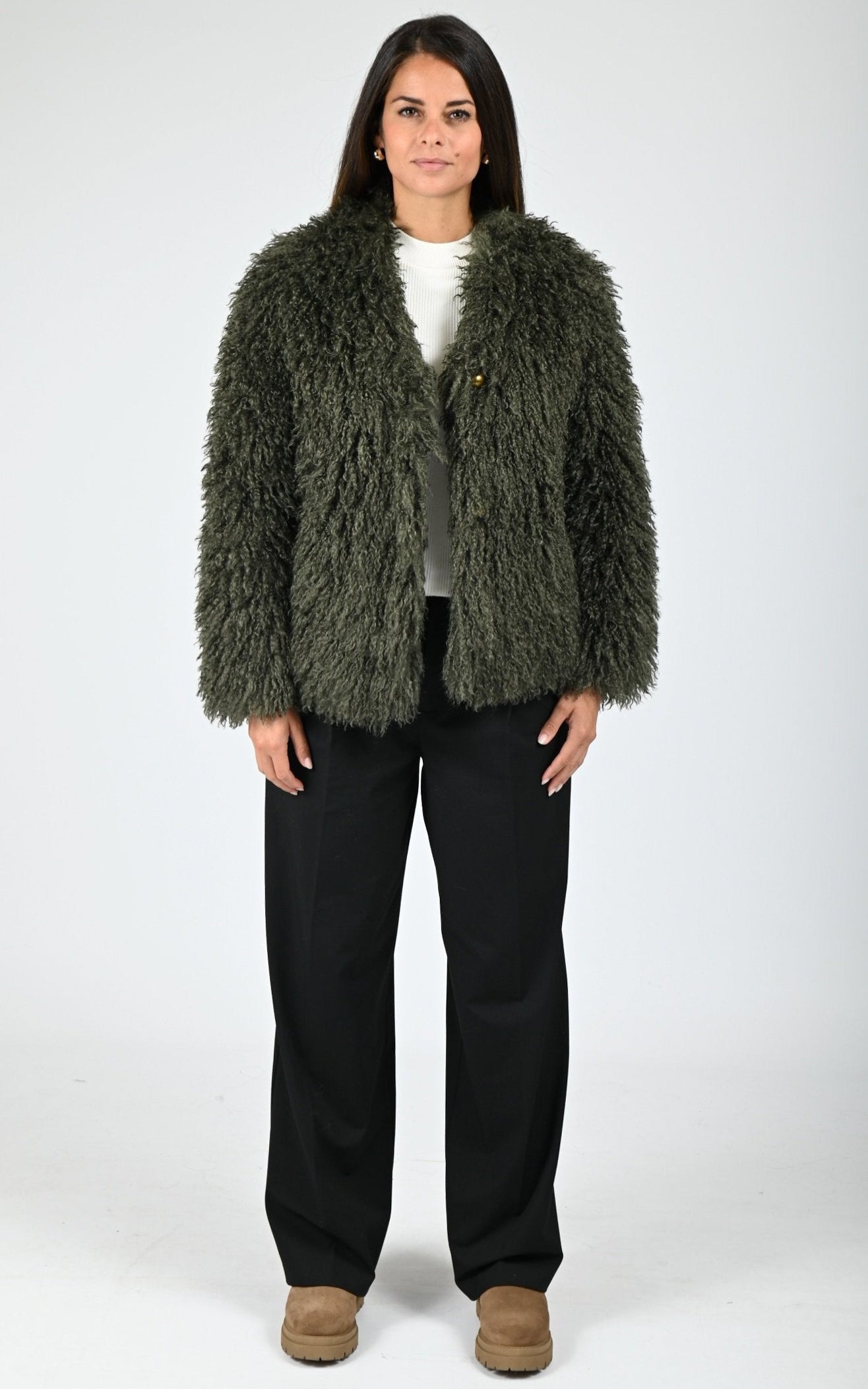 Blouson fausse fourrure Terry kaki