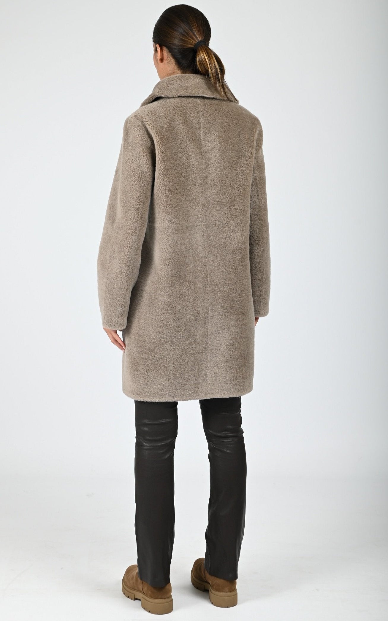 Manteau laine tissée Venus taupe