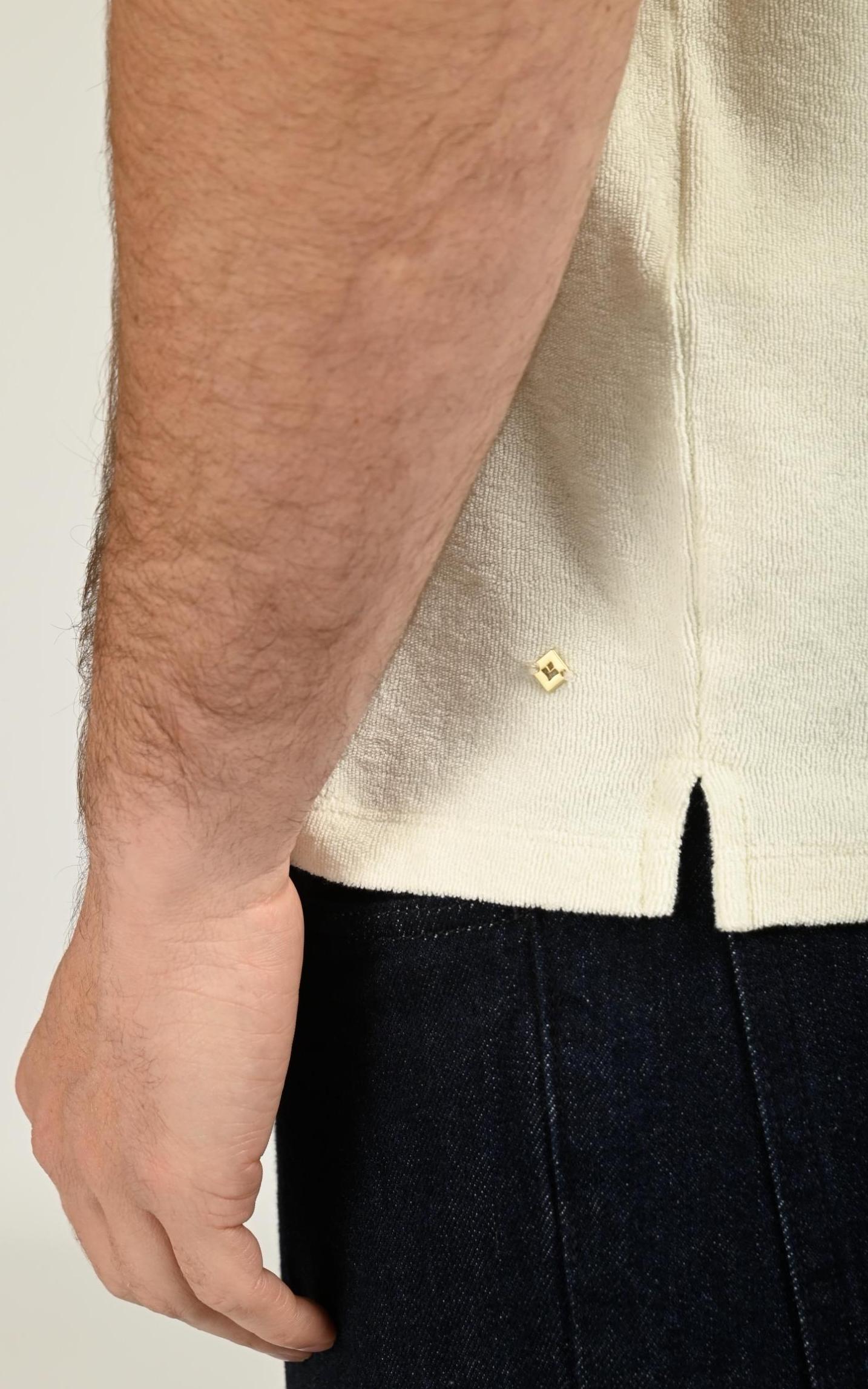 Ecru towelling cotton polo shirt