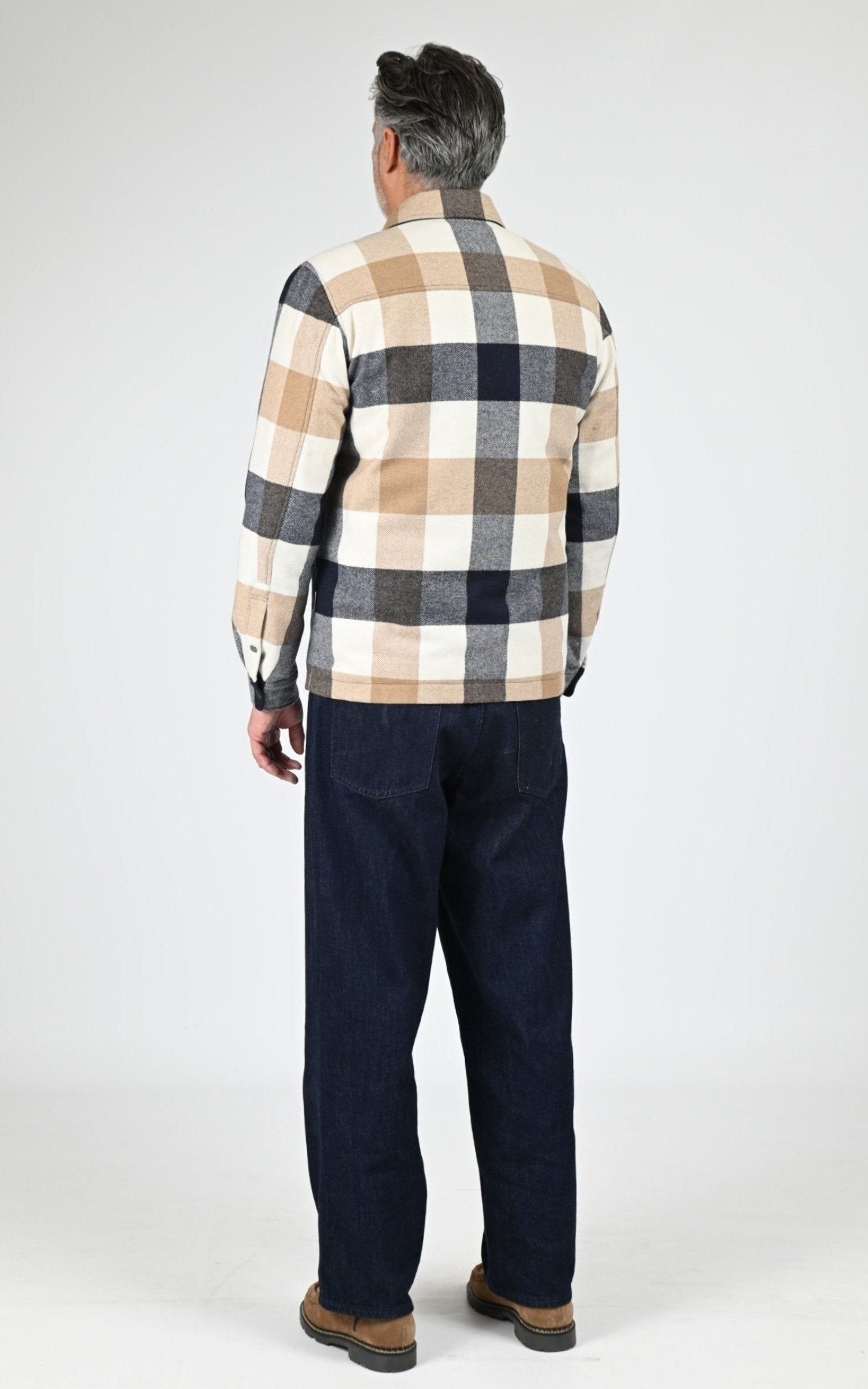 Veste Textile Homme Woolrich, modèle Wool check alaskan os2018 de couleur cream buffalo