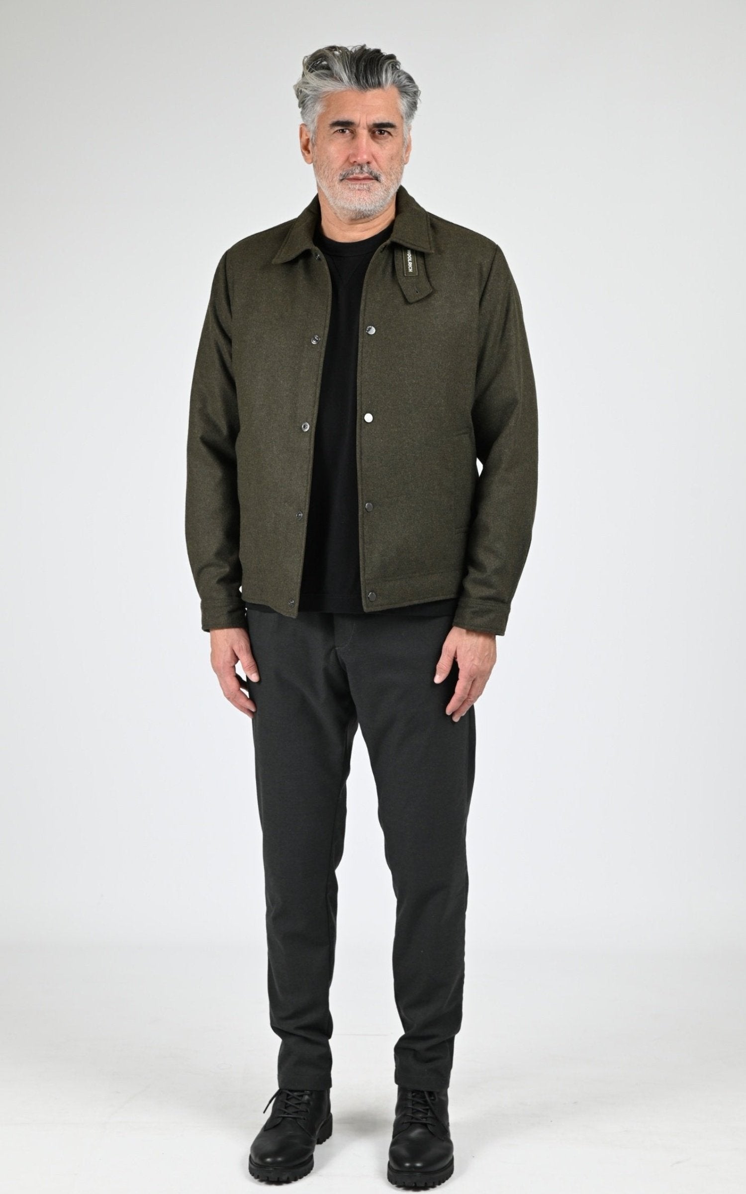Blouson Textile Homme Woolrich, modèle Wool keating os2019 de couleur dark green 2