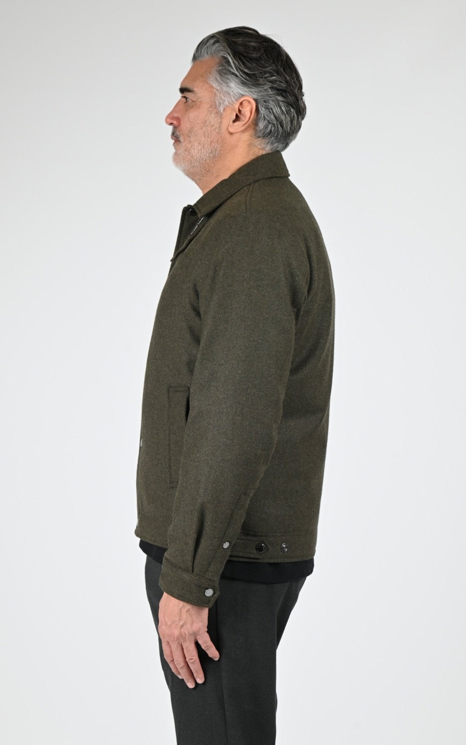 Blouson Textile Homme Woolrich, modèle Wool keating os2019 de couleur dark green 3