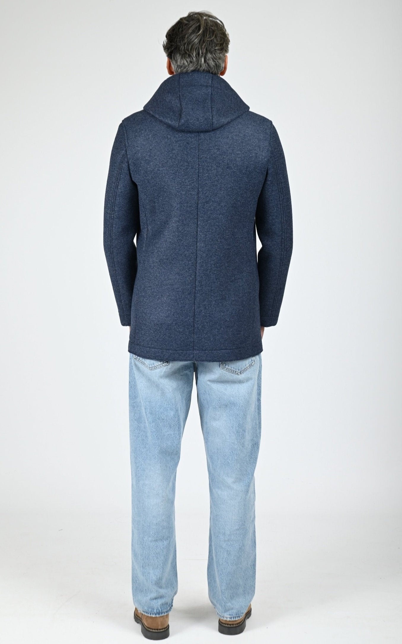 Manteau laine à capuche Wick bleu
