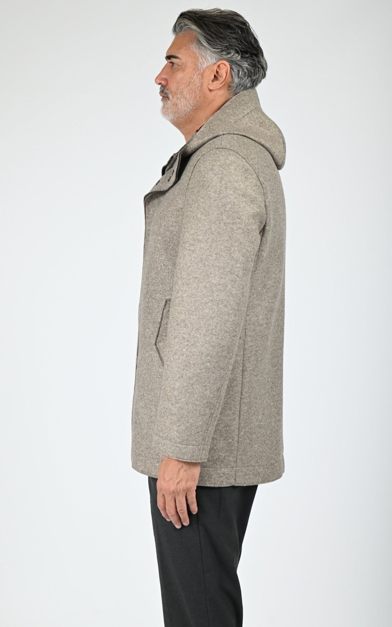 Manteau laine à capuche Wick gris 3