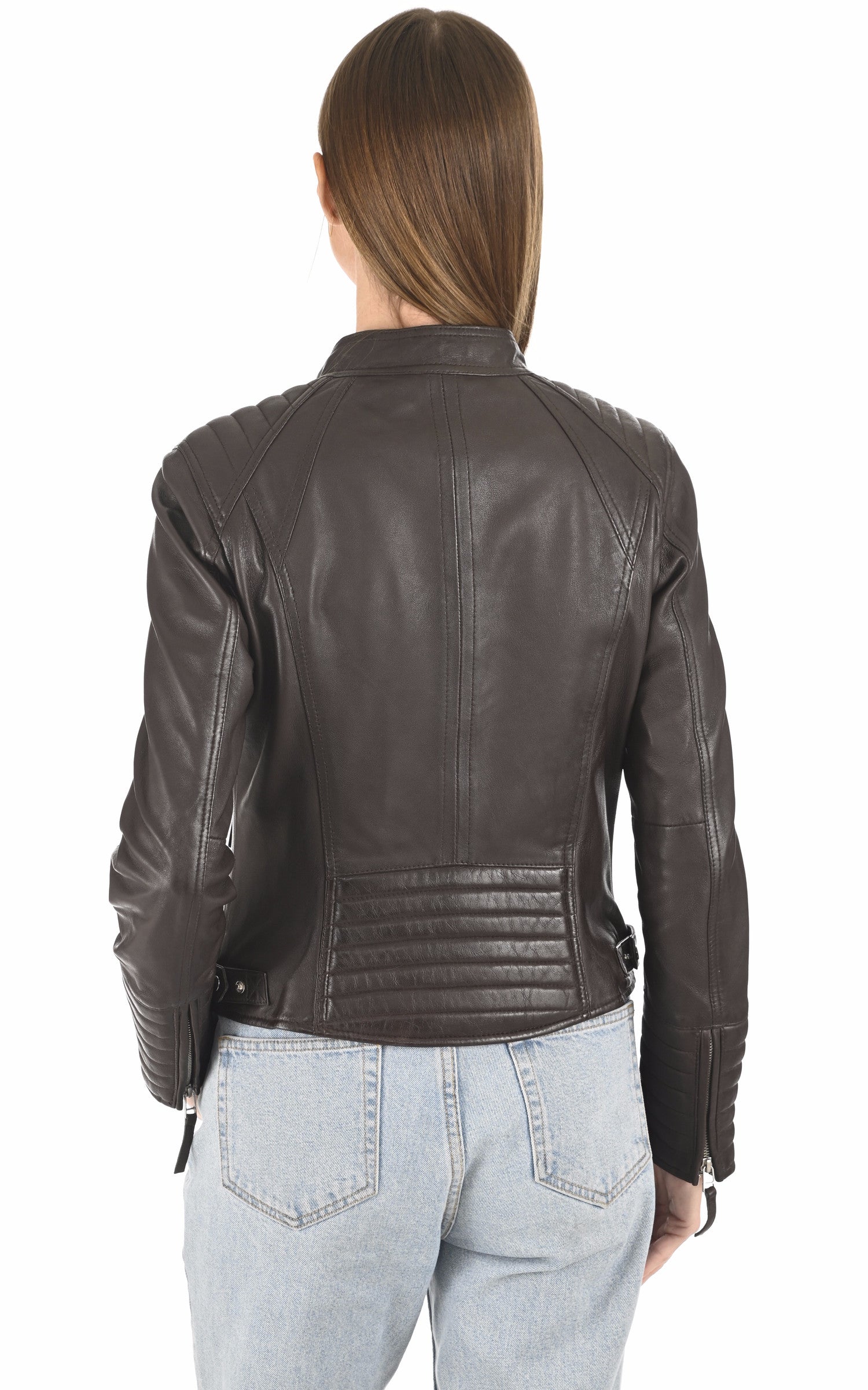 A "LOUISE" Marron Serge Pariente Blouson Femme back photo