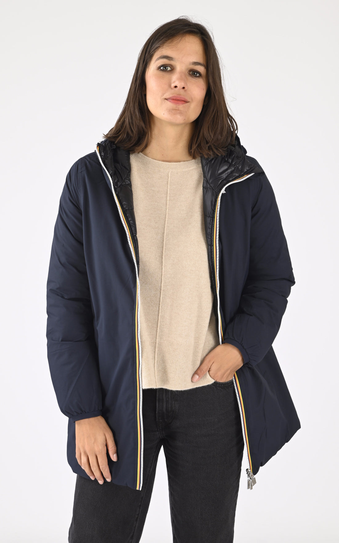 A "SOPHIE ST THERMO DO K8134DW" Bleu Marine K-Way Ves Doudoune Femme opened photo