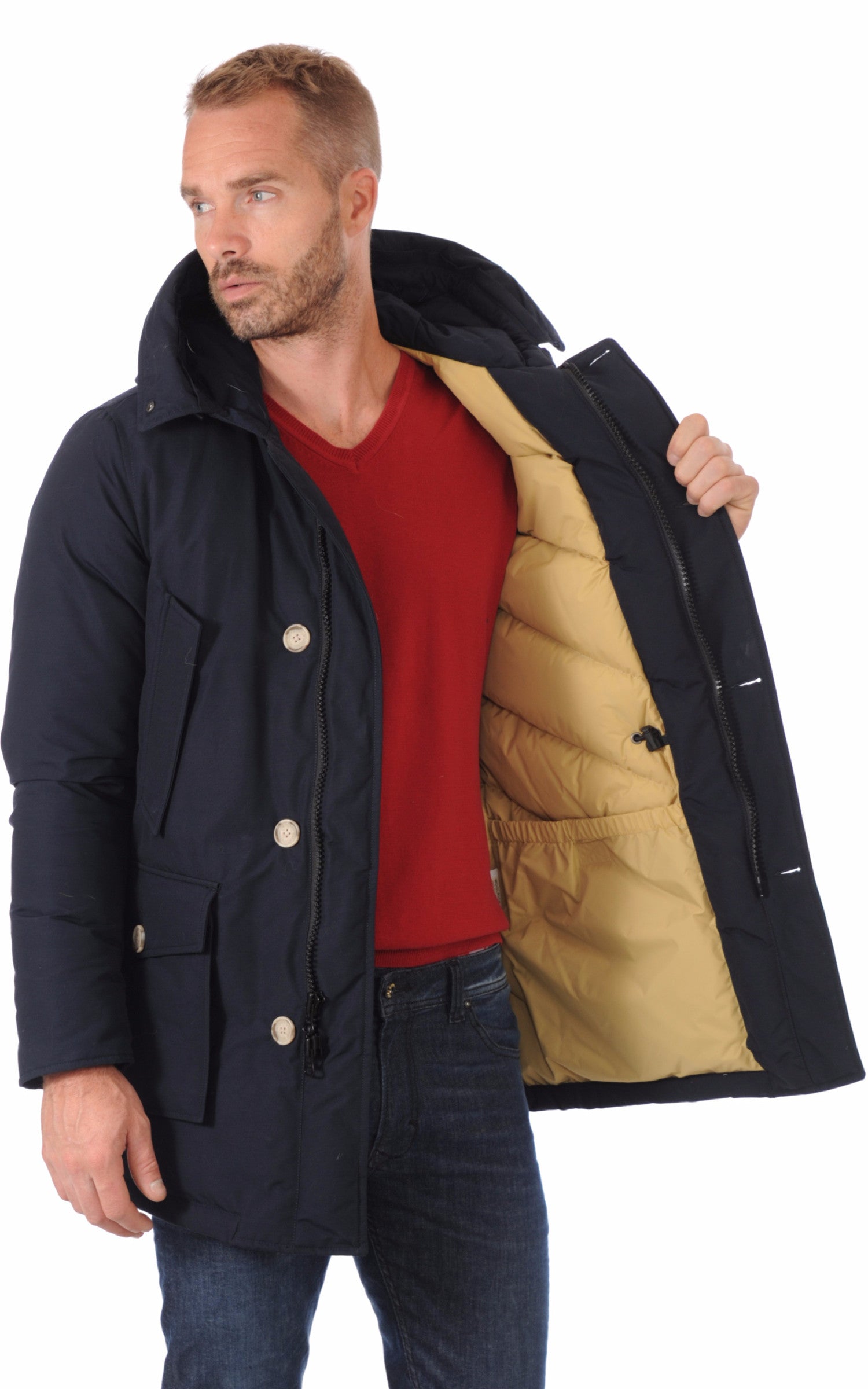 A "ARTIC PARKA DF WOOU0482" Bleu Foncé Woolrich 3/4 Parka Homme interior photo