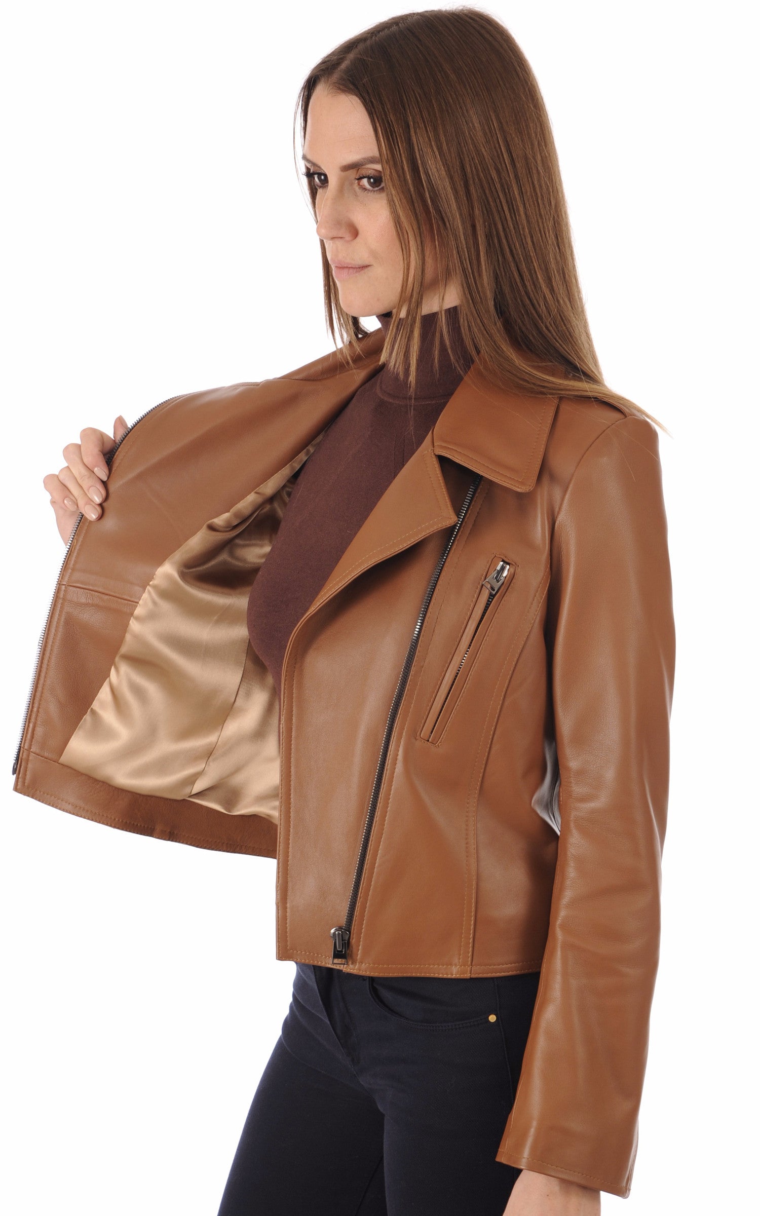 A "LESLA FF" Camel La Canadienne Blouson Femme interior photo